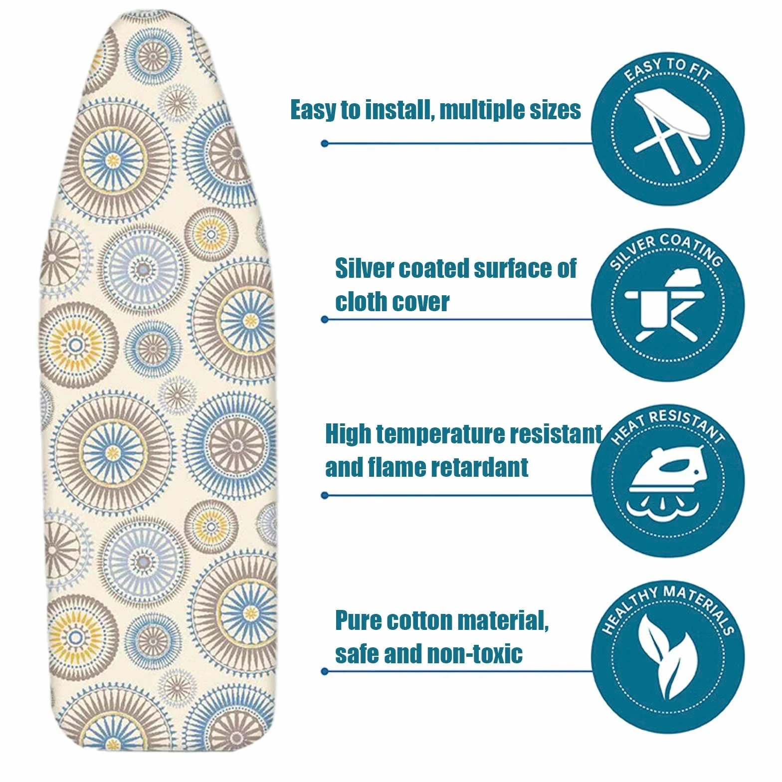 Funda para tabla de planchar resistente de 128 x 40 cm, acolchado de repuesto para mesas de planchar, ajuste de cordón, color negro, se adapta a tablas estándar, duradera y duradera