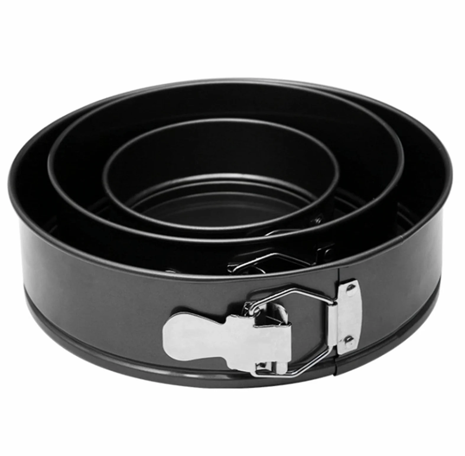 Juego de 3 moldes Desmontables antiadherentes para Tarta de Queso, a Prueba de Fugas, Redondos, Incluye 3 moldes Desmontables de 4", 7" y 9", Color Negro.，4 Inch 7 Inch 9 Inch
