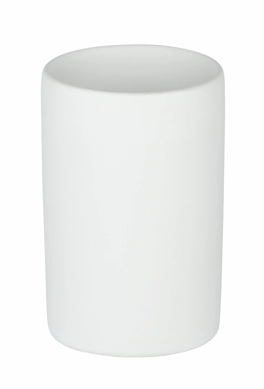 WENKO Vaso higiene dental Polaris blanco mate cerámica - Soporte para cepillos de dientes, para cepillos y pasta de dientes, Cerámica, 7 x 11 x 7 cm, Blanco