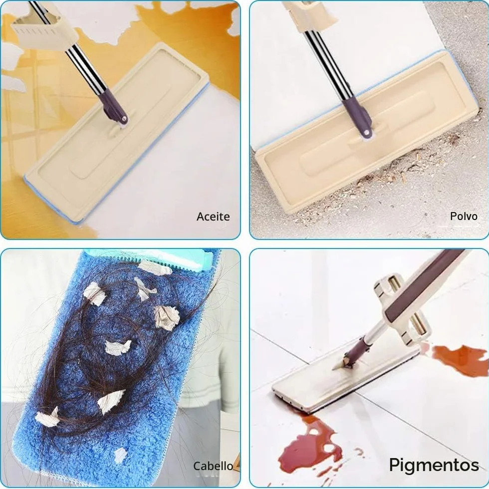 URAQT Almohadilla de fregona, Paquete de 3 Almohadillas de Limpieza de Microfibra, paño de fregona de Velcro, Almohadilla de mopa húmeda y Seca, Alta absorción de Agua, Repuesto para fregonas Planas