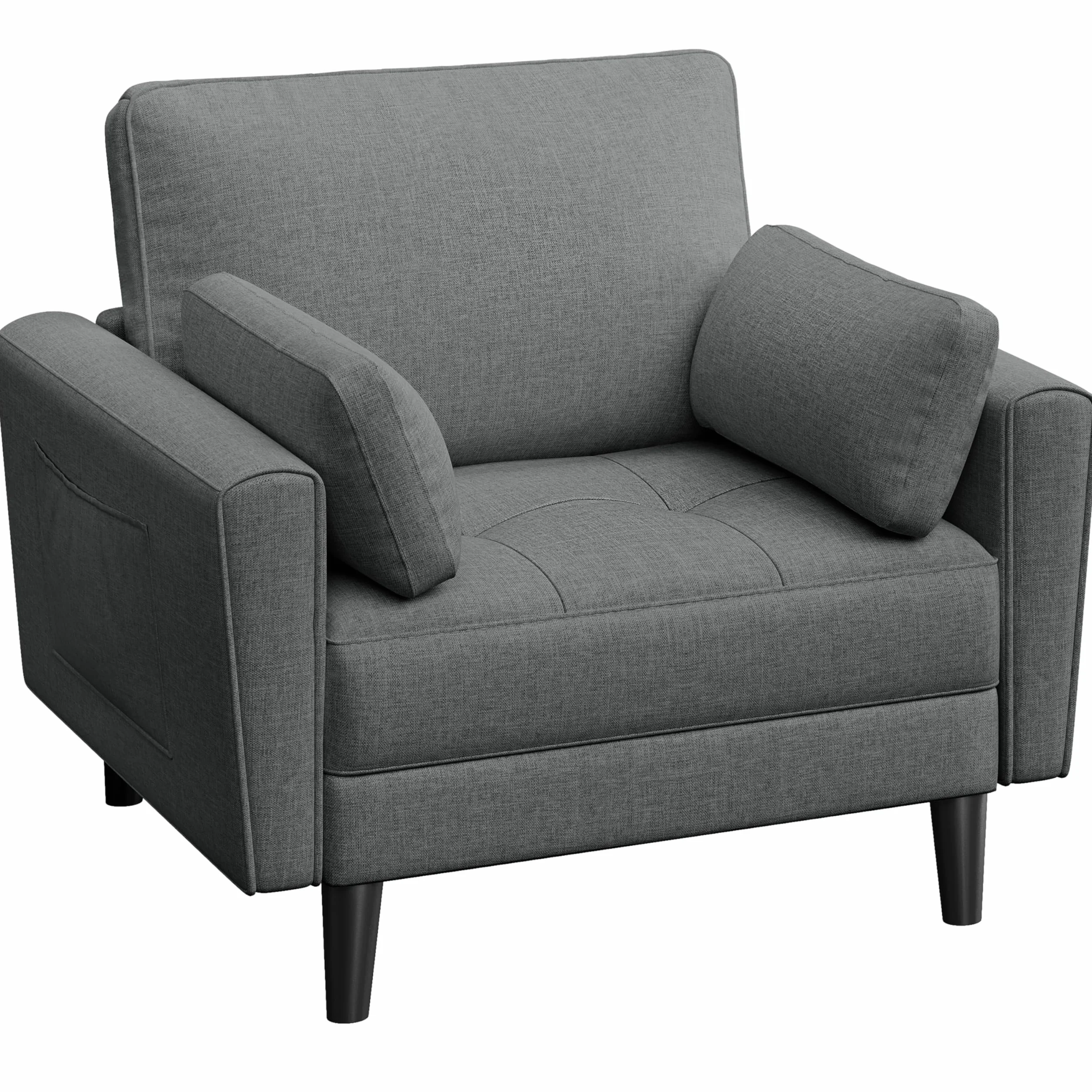 Yaheetech Sofá Individual Sofá Relax Sillon Lectura Tapizada de Tela para Sala de Estar Salon y Dormitorio 75 x 85.5 cm MAX Capacidad 136 KG Gris Oscuro