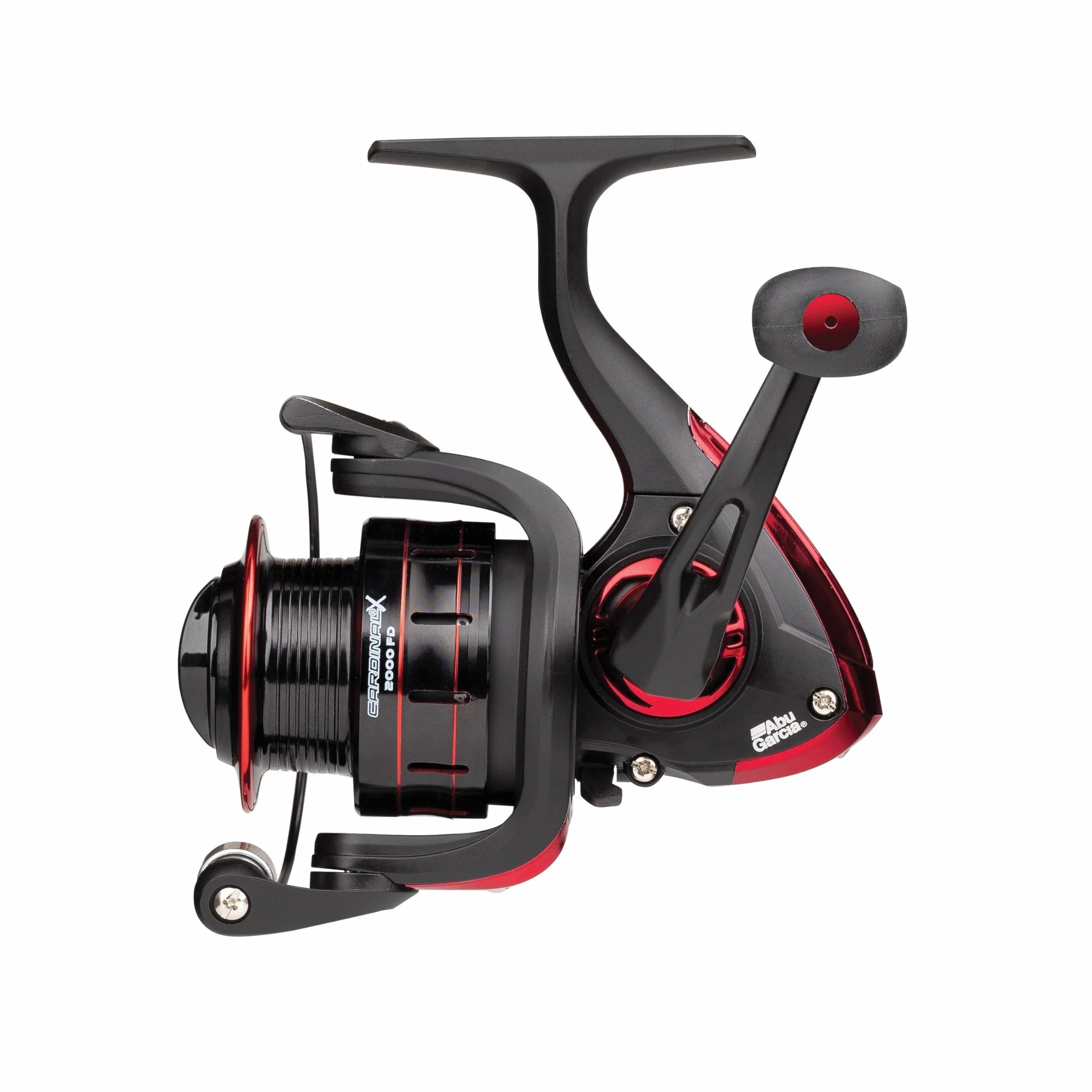 Abu Garcia Cardinal X - Carrete Giratorio Completo, Carrete de Agua Dulce para Pesca de señuelo depredador, Trucha, Perca, Lucio, salmón, Robusto y Ligero, Aluminio Negro y Rojo, Varios tamaños