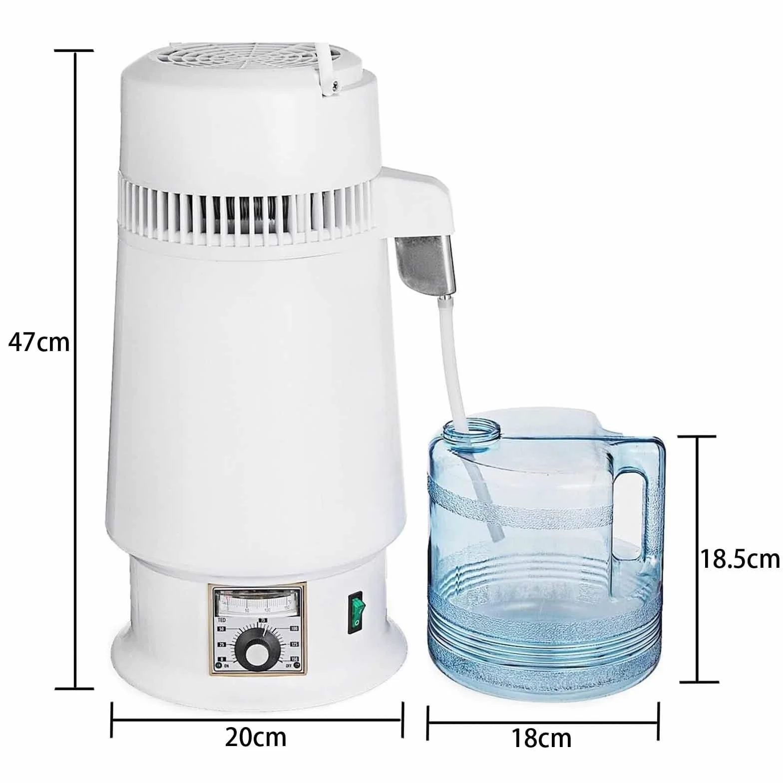 Destilador de agua de 750 W, 4 L, de acero inoxidable, con recipiente para uso doméstico, laboratorios y hospitales. Interior de acero inoxidable que destila agua pura