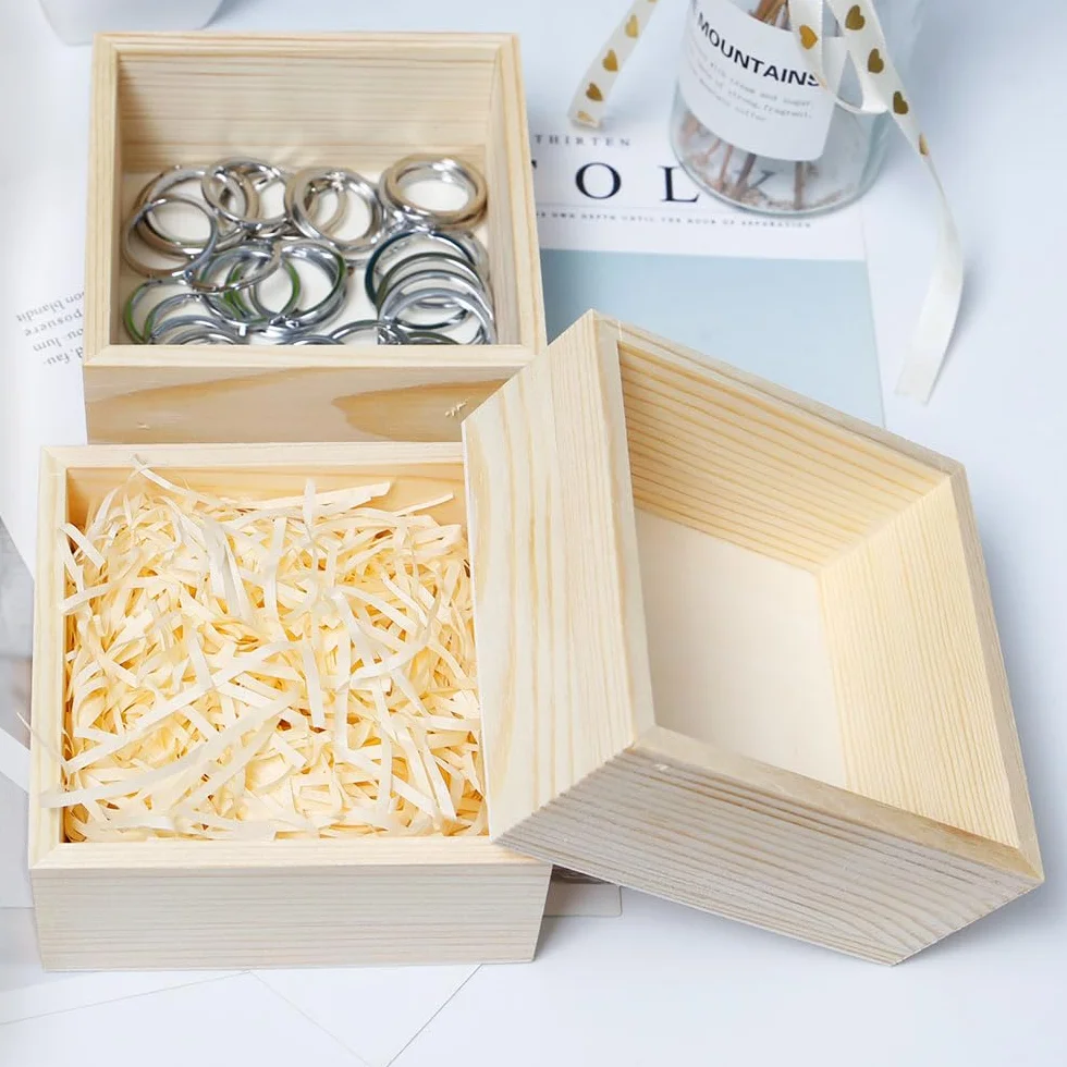 8 Piezas Cajas de Madera Pequeñas Sin Tapa 12x12x5 cm Caja de Madera Cuadrada Caja de madera Natural para Decoración del Hogar, Plantas, Artesanía