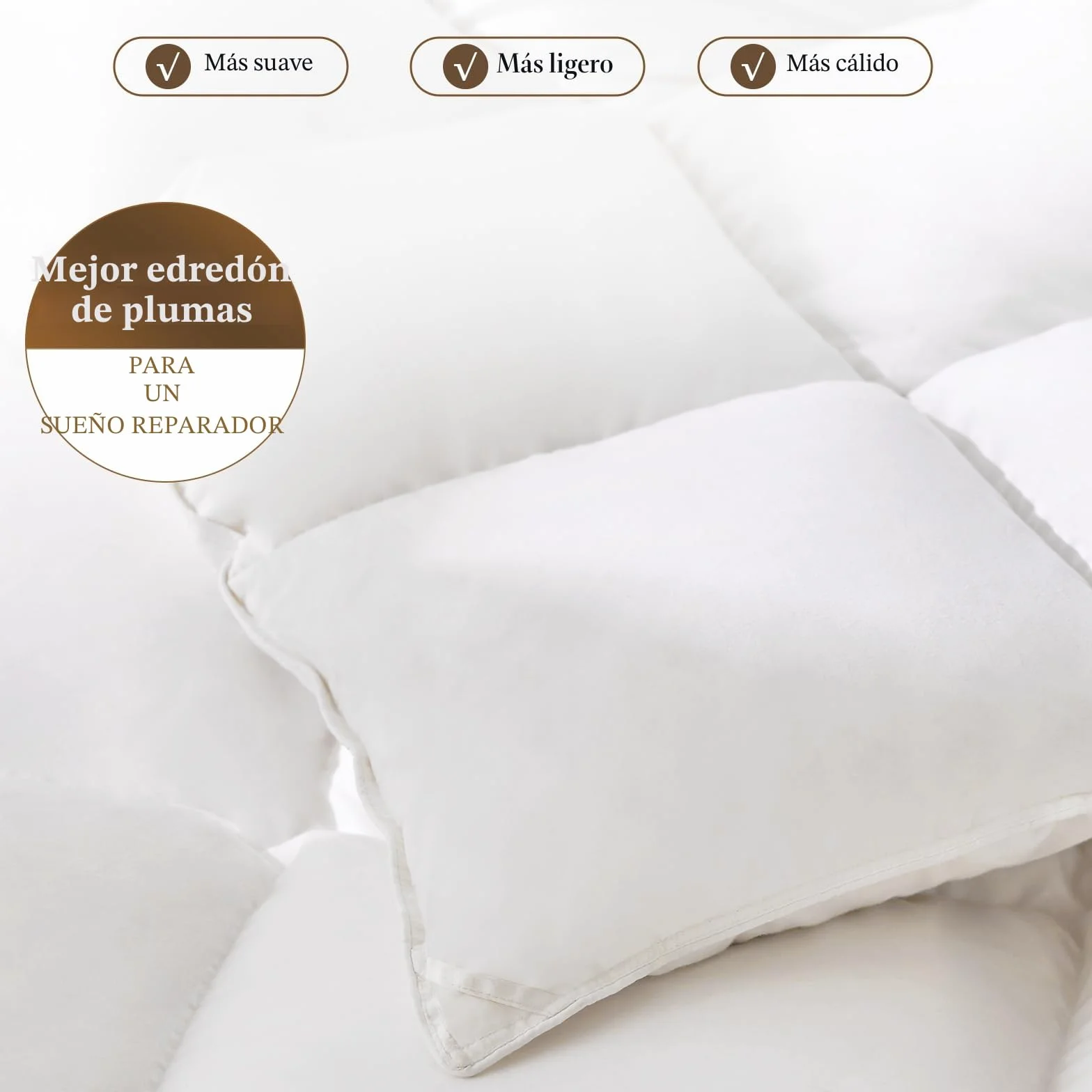 Homyrium Edredon Cama 180 de Plumón Edredón Relleno Nordico Cama 180 de Plumas 260x240cm para Todas Las Estaciones Peso del Relleno: 2500g Lavable, Transpirable, Certificado Oeko-Tex y RDS