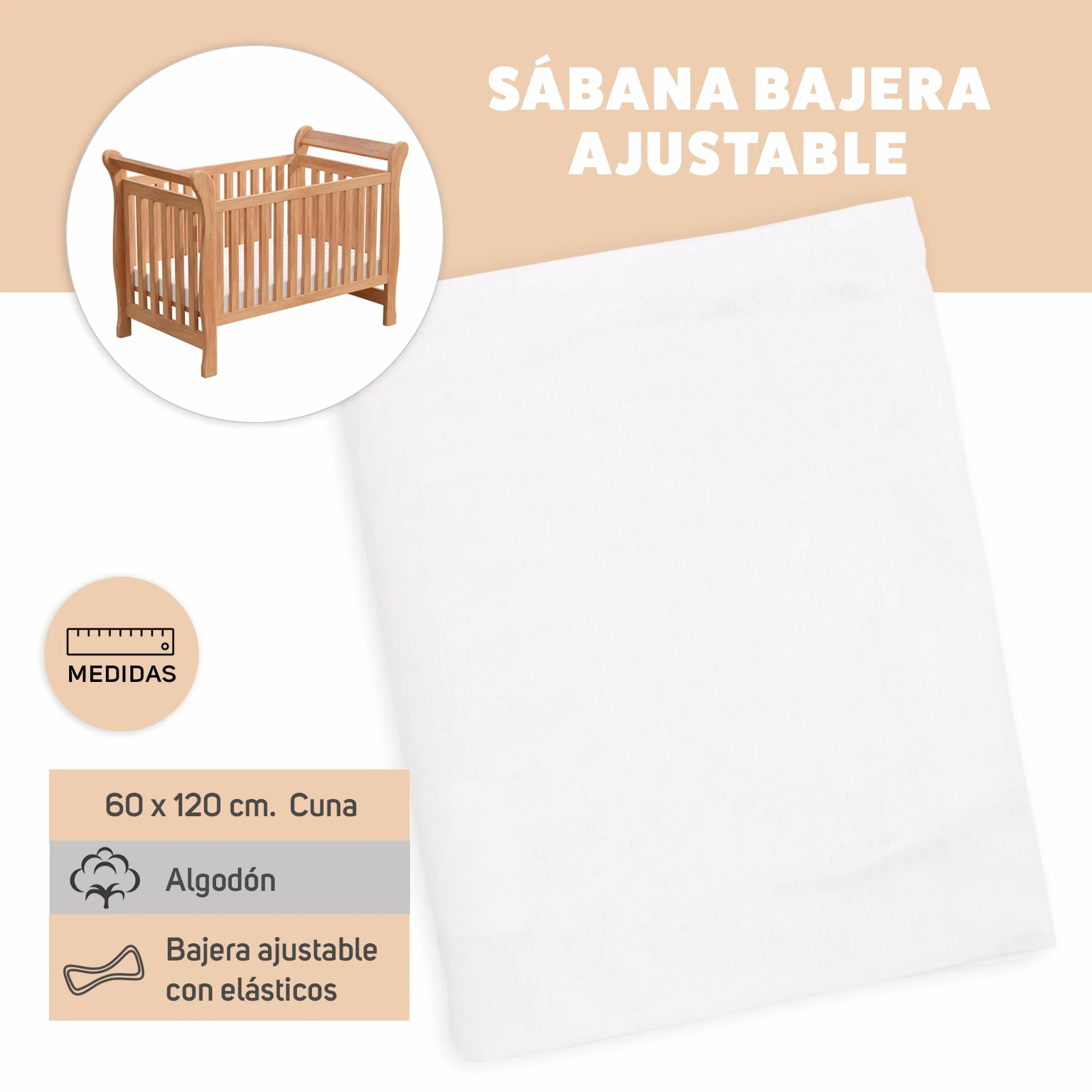 TI TIN Pack 2 Sábanas Bajeras Cuna 60x120 cm 100% Algodón Ajuste con Goma Tejido Transpirable