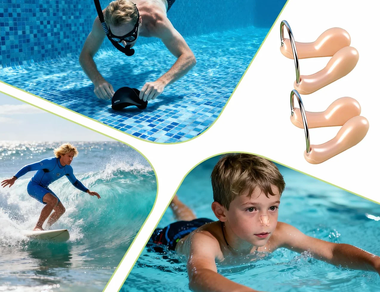 Pinzas Nasales para Natación de Silicona Impermeables para Adultos y Principiantes