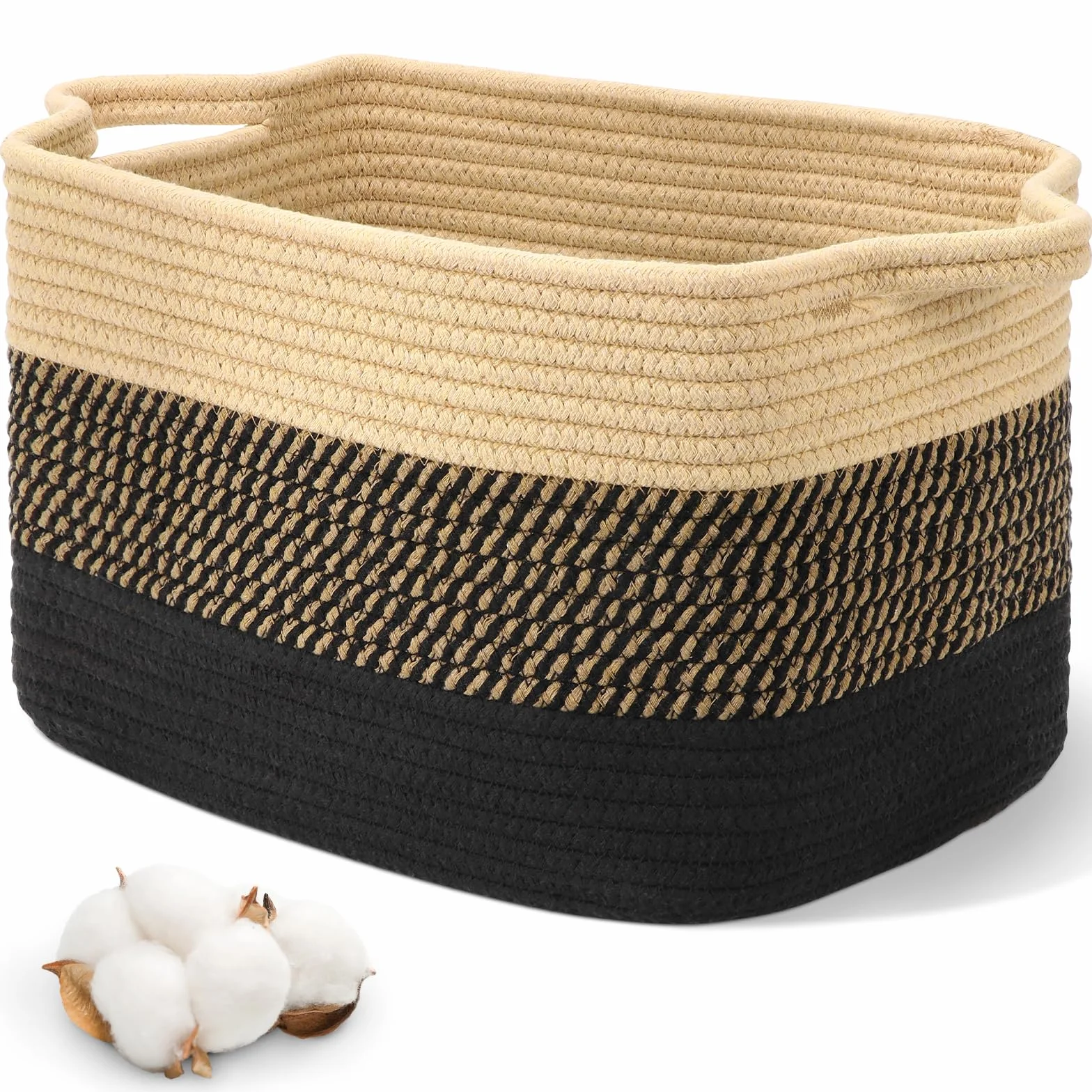 Alyvisun Cesta Almacenaje Rectangular Algodón Tejida 33x21.5x23 cm