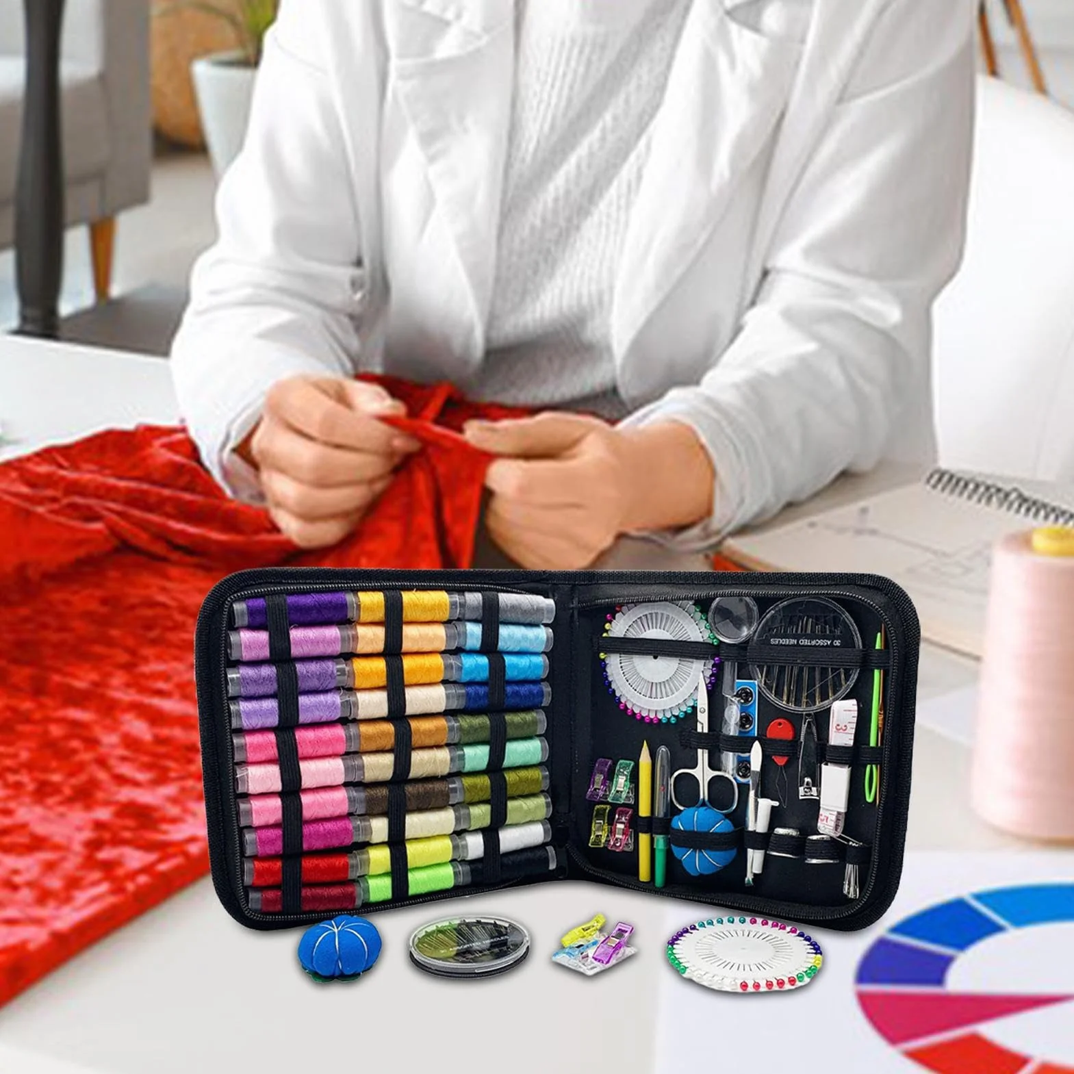 Kit De Costura Estuche Completo De Agujas Para Viaje | Kit de Herramientas Portátil y Resistente para Regalo de Mujeres Adultas Madres Abuelas