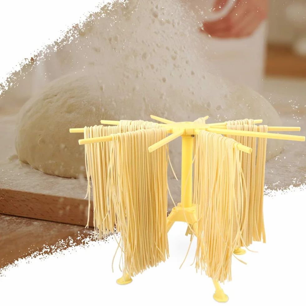 Estante de secado de pasta plegable - Estante de secado de pasta con secador de fideos domésticos de 10 bar - Compacto Fácil de almacenar Instalación rápida (Amarillo)