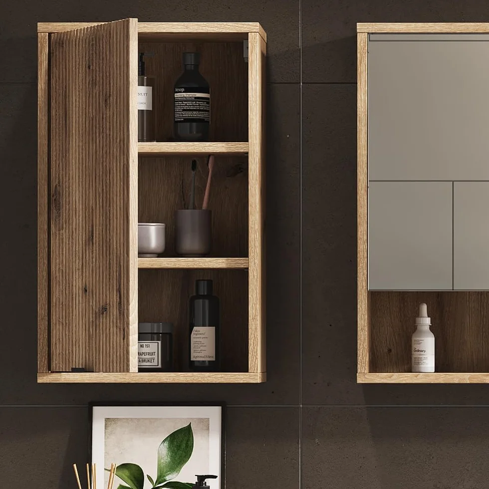 Vicco Mueble de baño Eliza, Roble Vikingo, 40 x 65 cm con una Puerta, Apto para Almacenamiento de artículos de baño montado en la Pared