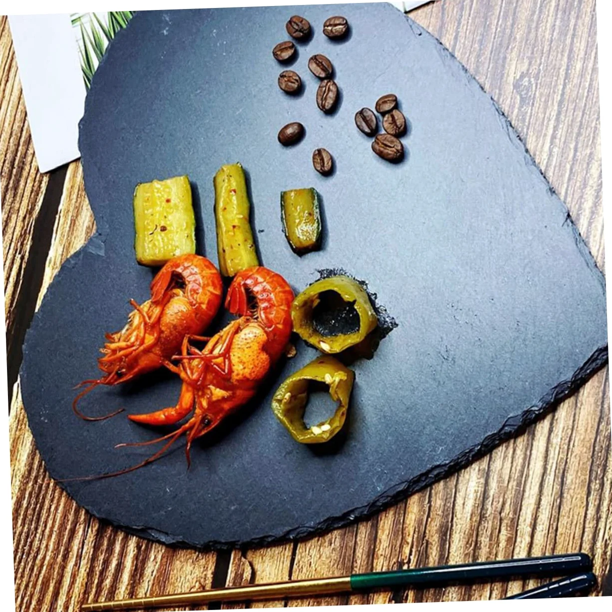 Cabilock 2piezas Platos Para Carne De Pizarra Natural Corazón Para Servir y Guardar Diseño Único