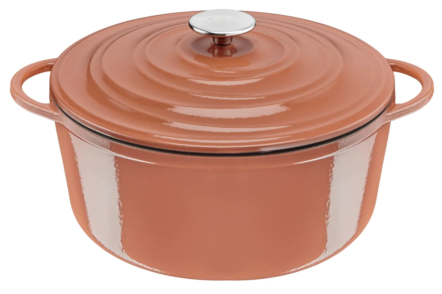 Tefal LOV E2600504 - Cacerola de hierro fundido esmaltado con tapa, 29 cm, 7,4 L, horno holandés, todo tipo de fuegos, olla de hierro fundido, ollas de cocina, aptas para lavavajillas, terracota,