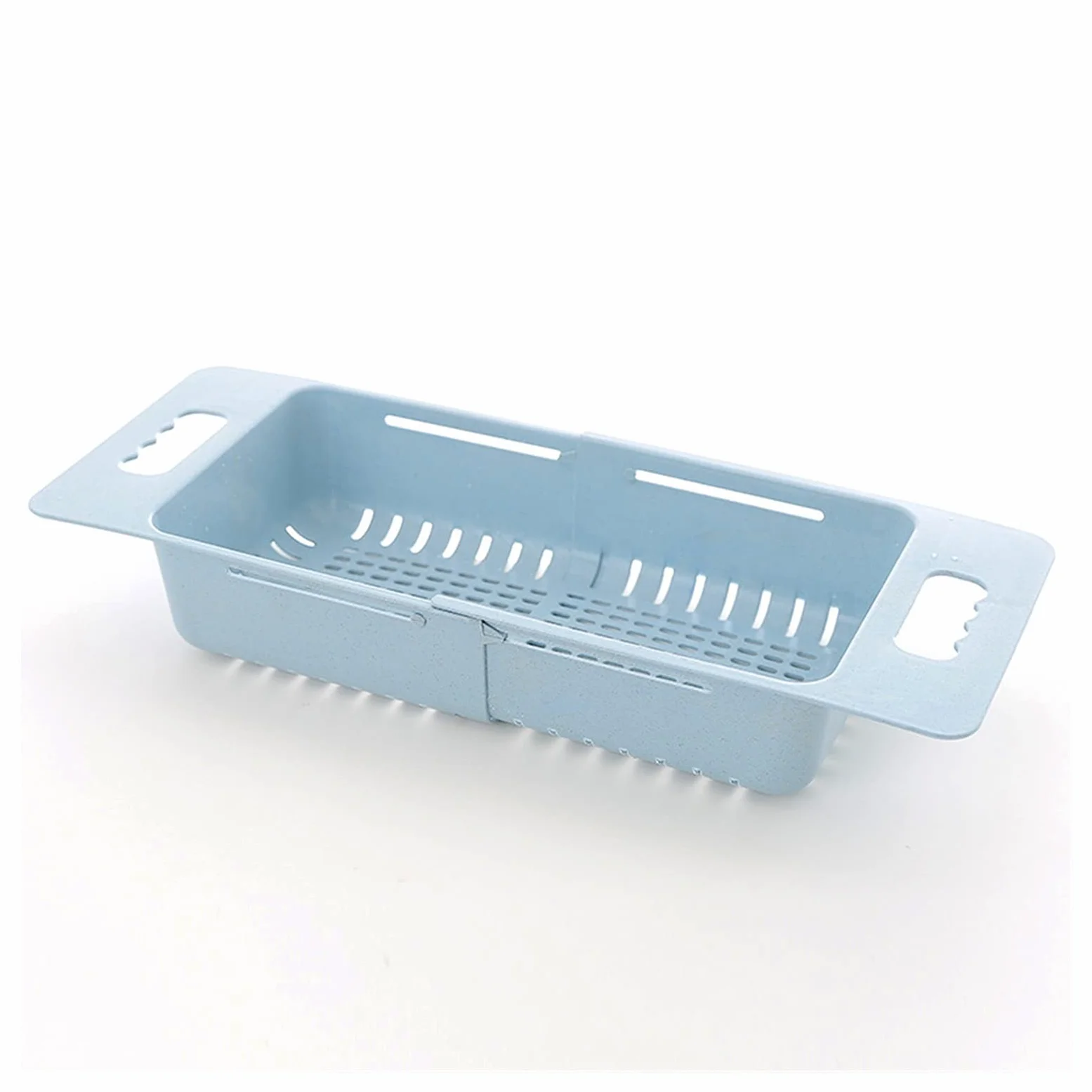Colador Drenaje Cesta de Vegetales Colapsibles Colador Frutas y Verduras Cesta de Drenaje Stradero Ajustable sobre el Fregadero para la Cocina Coladores de Alimentos (Color : Blue)