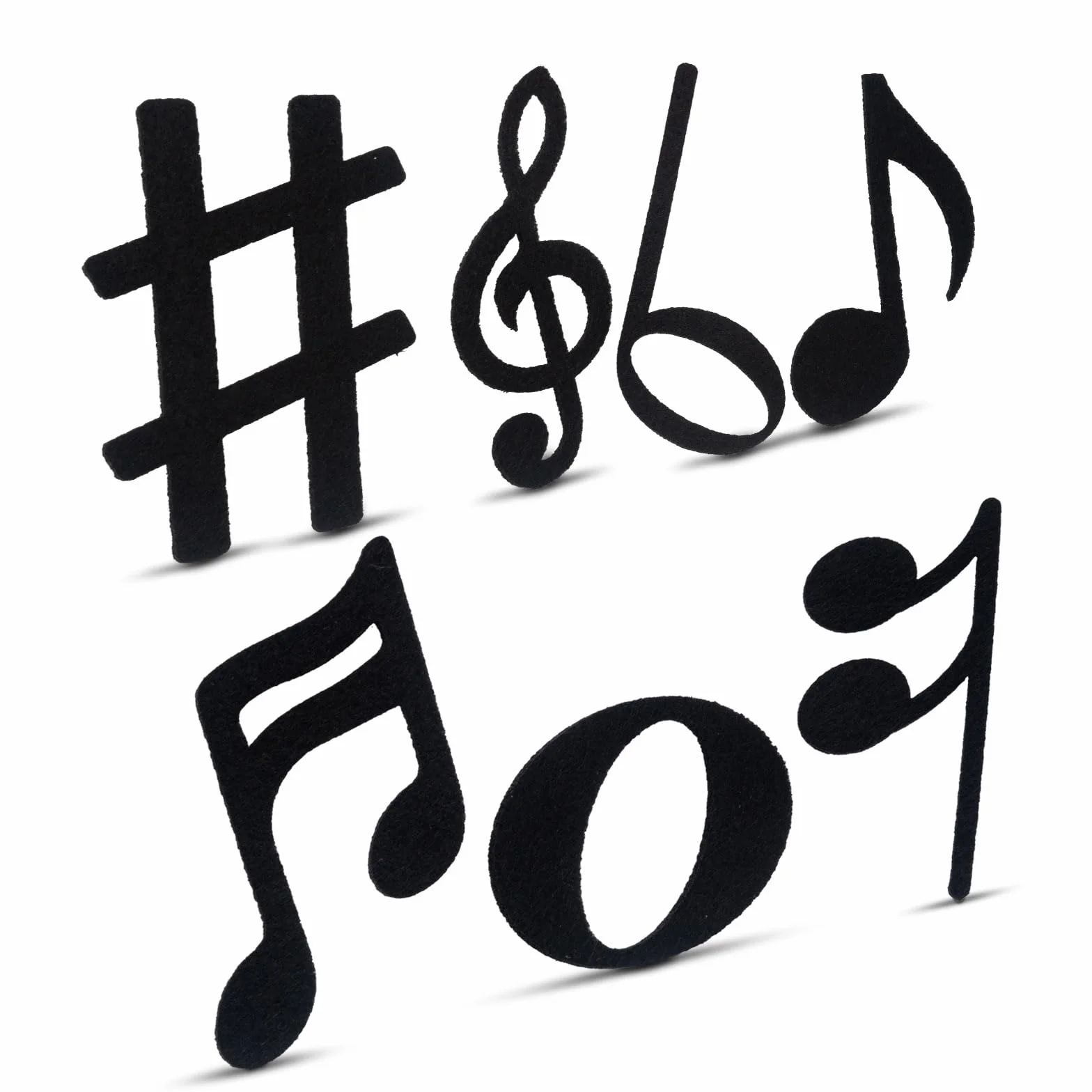 Summer-Ray - Recortes de notas musicales de fieltro – 84 piezas (12 juegos) | Símbolos musicales negros para manualidades, decoraciones de bricolaje, aula, fiestas y álbumes de recortes