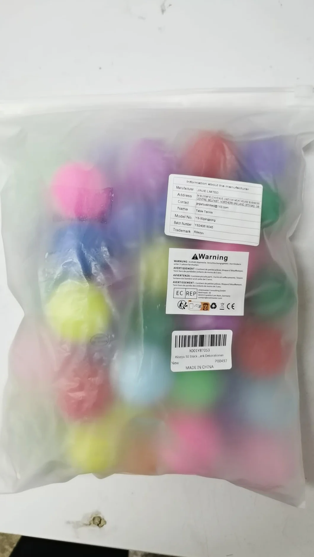 Pelotas de Ping Pong 50 Unidades 40 mm Mezclados Colores Entrenamiento