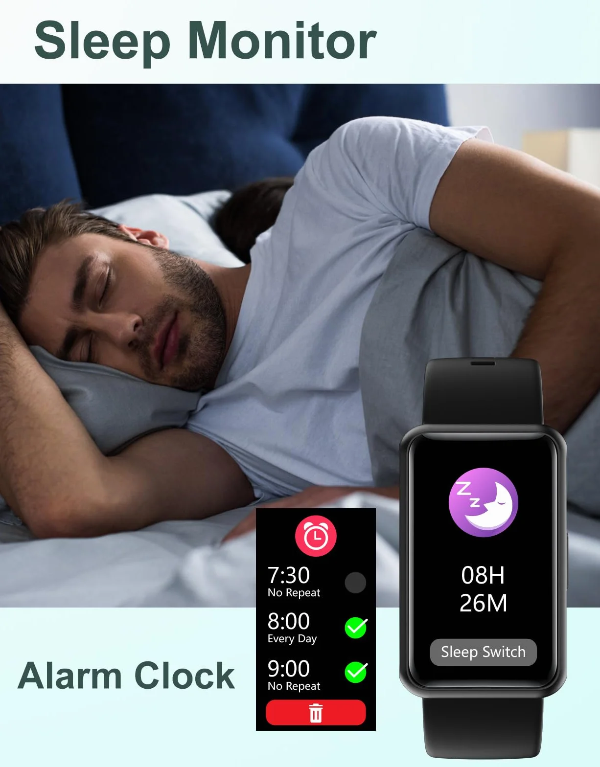 HUAKUA Smartwatch Sin Bluetooth,Sin Aplicación,Pulsera de Actividad 1.47 Pulgadas con Contador de calorías,Monitor de sueño,Despertador,Cronómetro,Impermeable IP68, Temporizador para Caminar