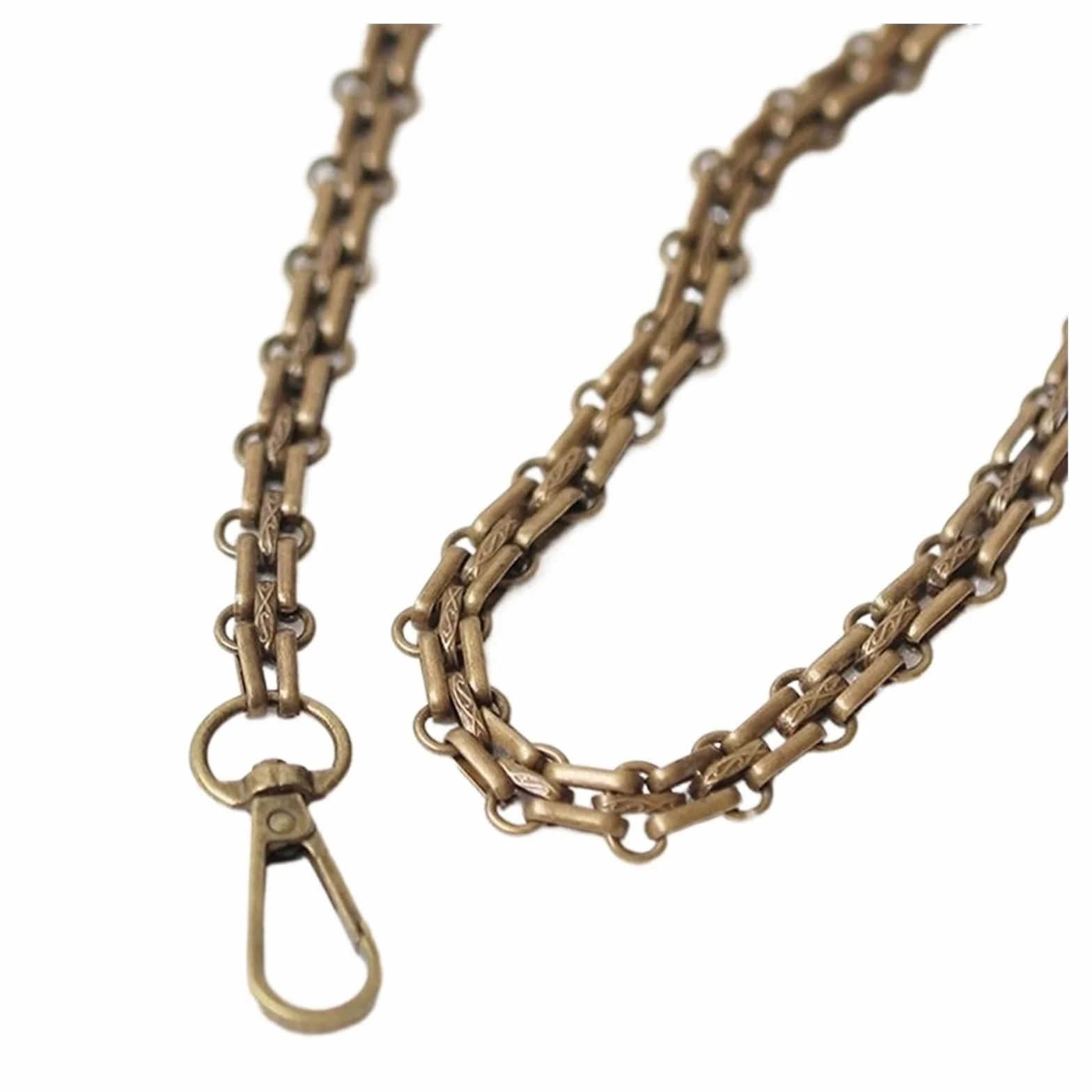 Correas para bolsos 40/60/80/90/100/110/120/130/140 cm Bolso tipo bandolera con cadena de repuesto Bronce 12 mm Hebilla de tres hileras Bolso con cadena de metal Correa for bolso con cadena Correa de