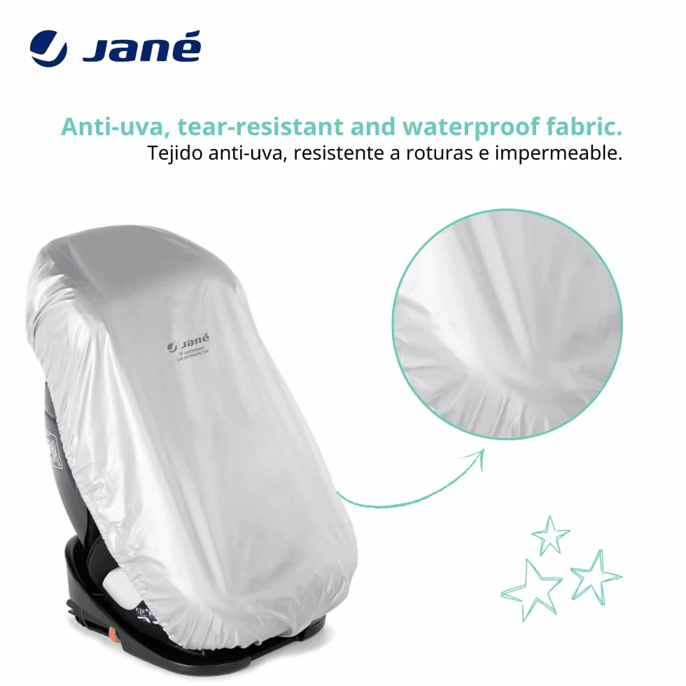 Jané Funda Antitérmica Silla Coche Bebé Universal, Protección Solar Anti-UV, Reduce el Calor hasta 25°C, Plegable, Impermeable, Gris
