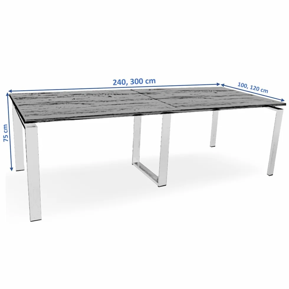 Mesa de Reuniones y Conferencias para Oficina - Mesa de Juntas Grande con Estructura Metálica Blanca y 2 Tableros - Mesa para Sala de Reuniones, Empresas y Negocios (240x120, White)