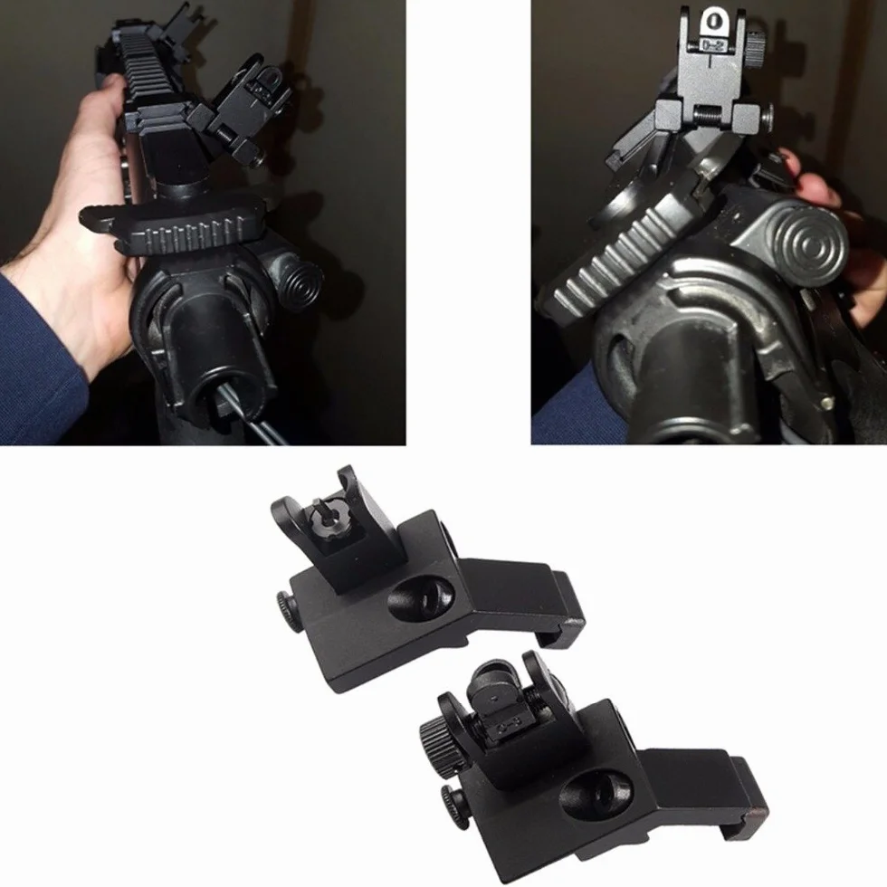 Tactical AR-15 Parte Delantera y Trasera abatibles 45 Grados Compensados Respaldo de visión de Hierro