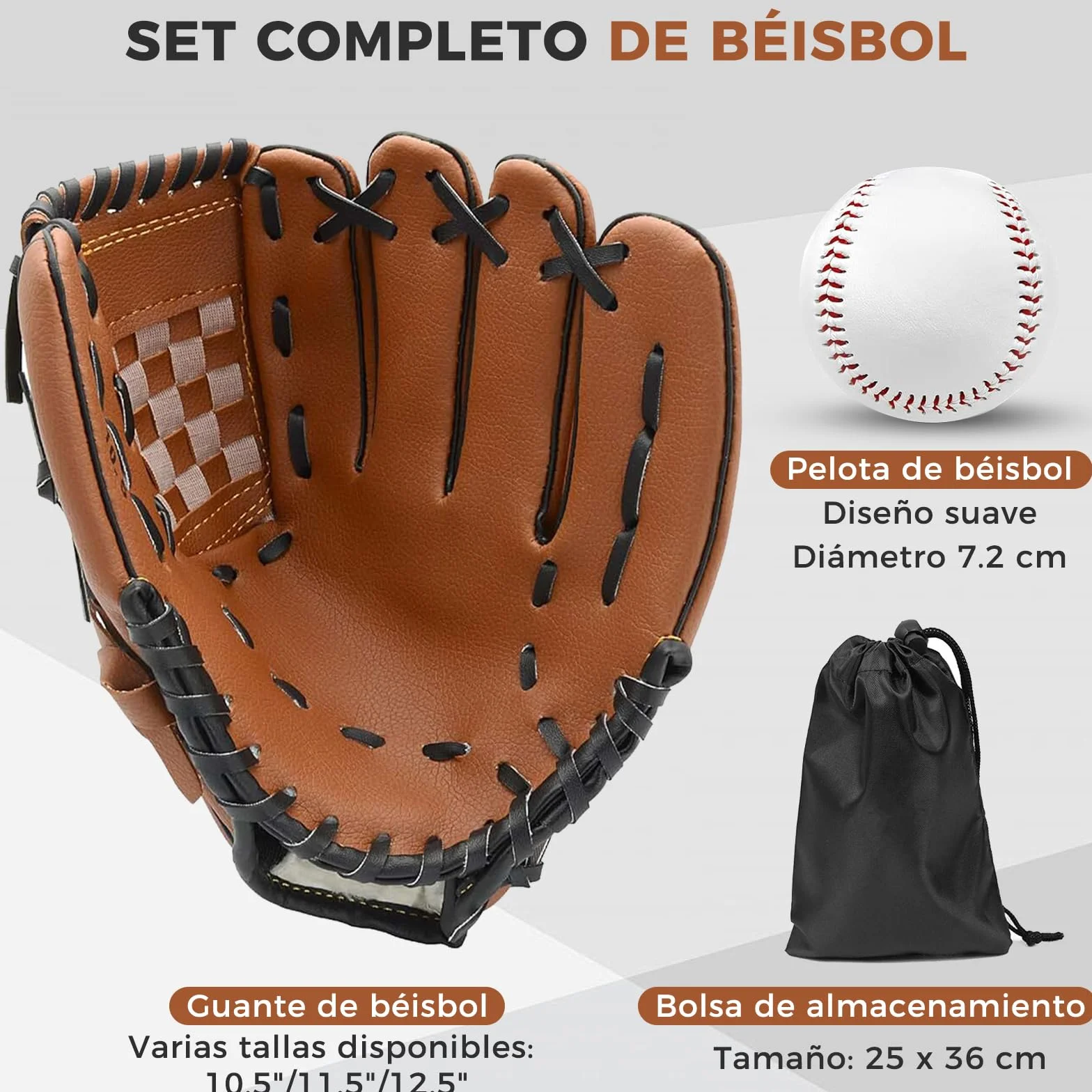 LeapBeast Guante de Béisbol, Softball Guantes Mano Izquierda PU con 1 Pelota Suave