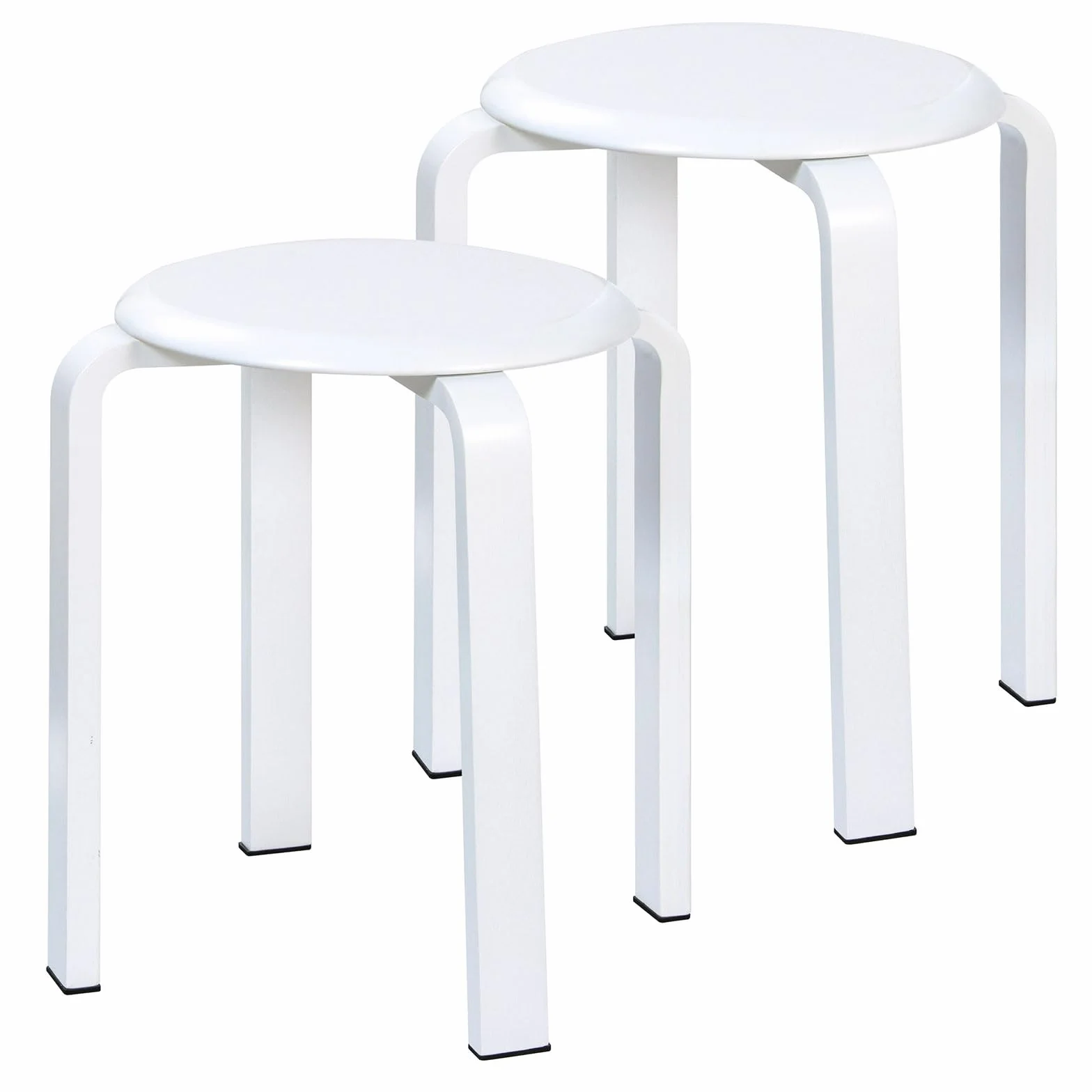 Yawinhe 42cm Taburetes Redondos de Madera,2 Pack Taburete Apilable,Blanco | Sillas de Cocina,Taburetes de Bar Silla,Apilable de Madera Antideslizante,Taburete Pequeño para Comedor,Escuela