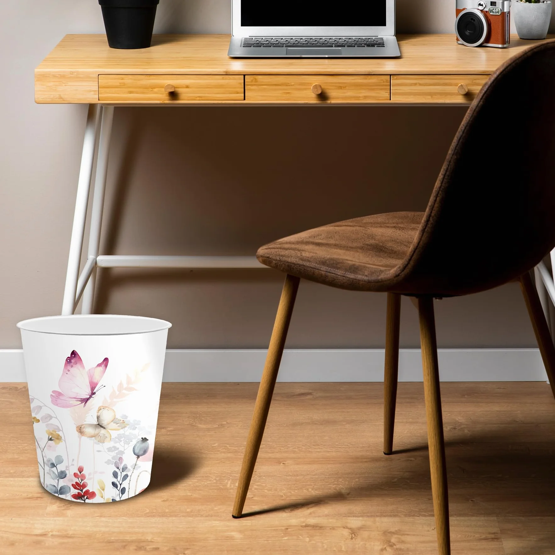 itenga Papelera 11 litros redonda plástico estable diseño mariposa para habitación infantil oficina
