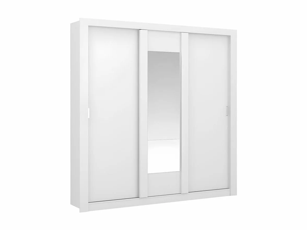 Vente-unique Armario con Espejo Roxane ñ 3 Puertas correderas ñ L. 220 cm ñ Blanco