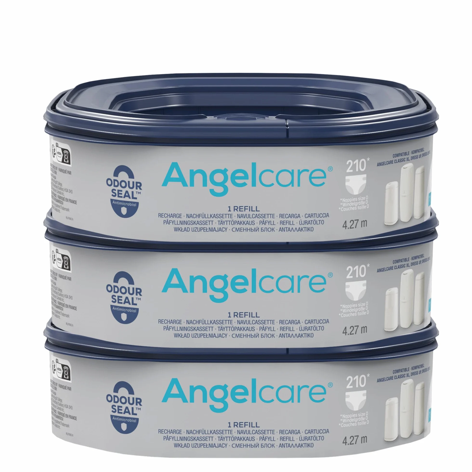 Angelcare Recambios octogonales para papelera de pañales, 3 Recharges