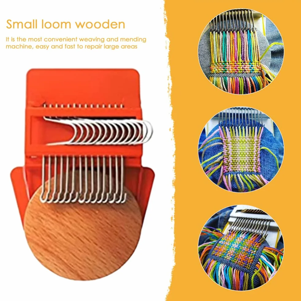 Mini Herramienta de Tejido Tipo Speedweve de Telar de Zurcir, Kit de Telar Pequeño para Principiantes, Reparación Rápida de Jeans, Reparación de Agujeros, Artes de Tejido DIY