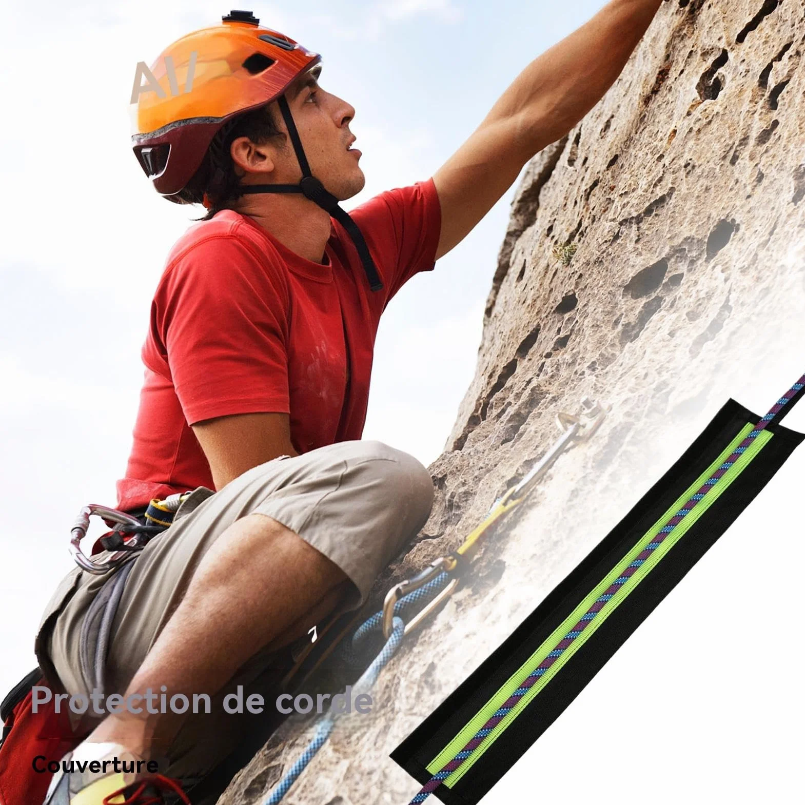 Protector de cuerda exterior – Manga de cuerda de escalada | Protector de cuerda de escalada | Equipo de recordatorio con protección duradera para espeleología, senderismo, viajes