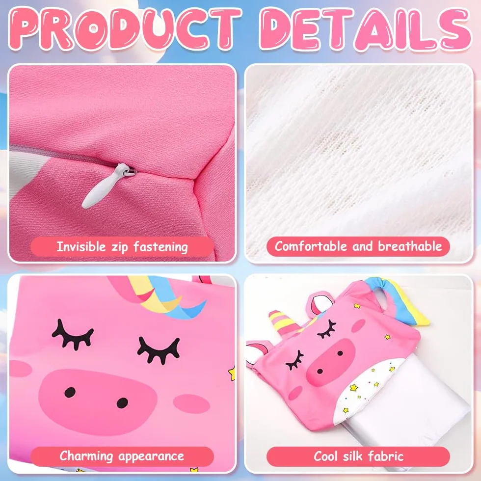 Almohada Infantil 45x27 cm Bebe con Motif Licorne Mignon Ergonómica Suave Transpirable