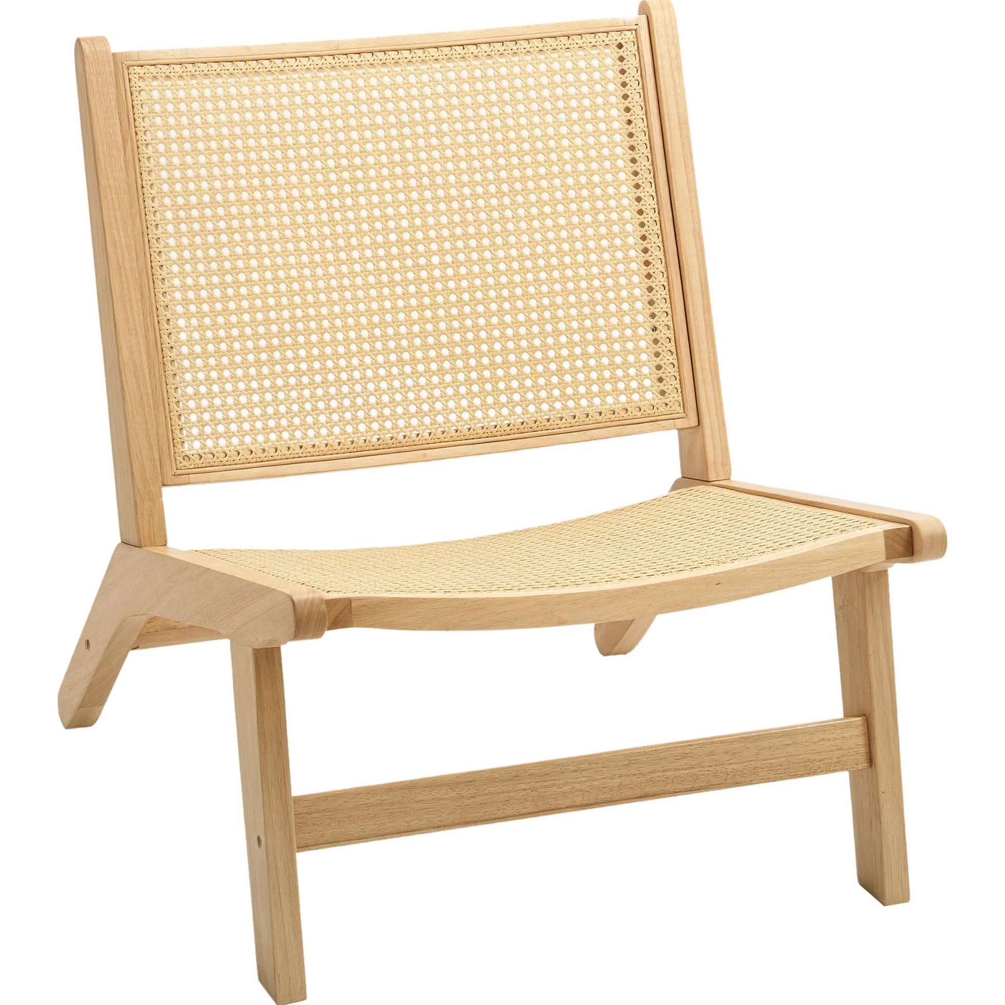 HOMCOM Sillón de Salón Nórdico Butaca de Salón con Respaldo y Asiento Amplio de Ratán Marco de Madera Butaca para Dormitorio Sala de Estar Natural