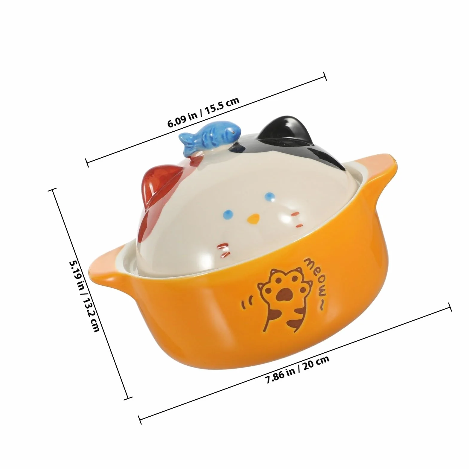 Tazón de Ramen para Gatos con Tapa de Cerámica, 720 Ml | Diseño Felino Japonés, Uso en Hogar u Oficina, Vajilla Creativa para Fideos y Sopa