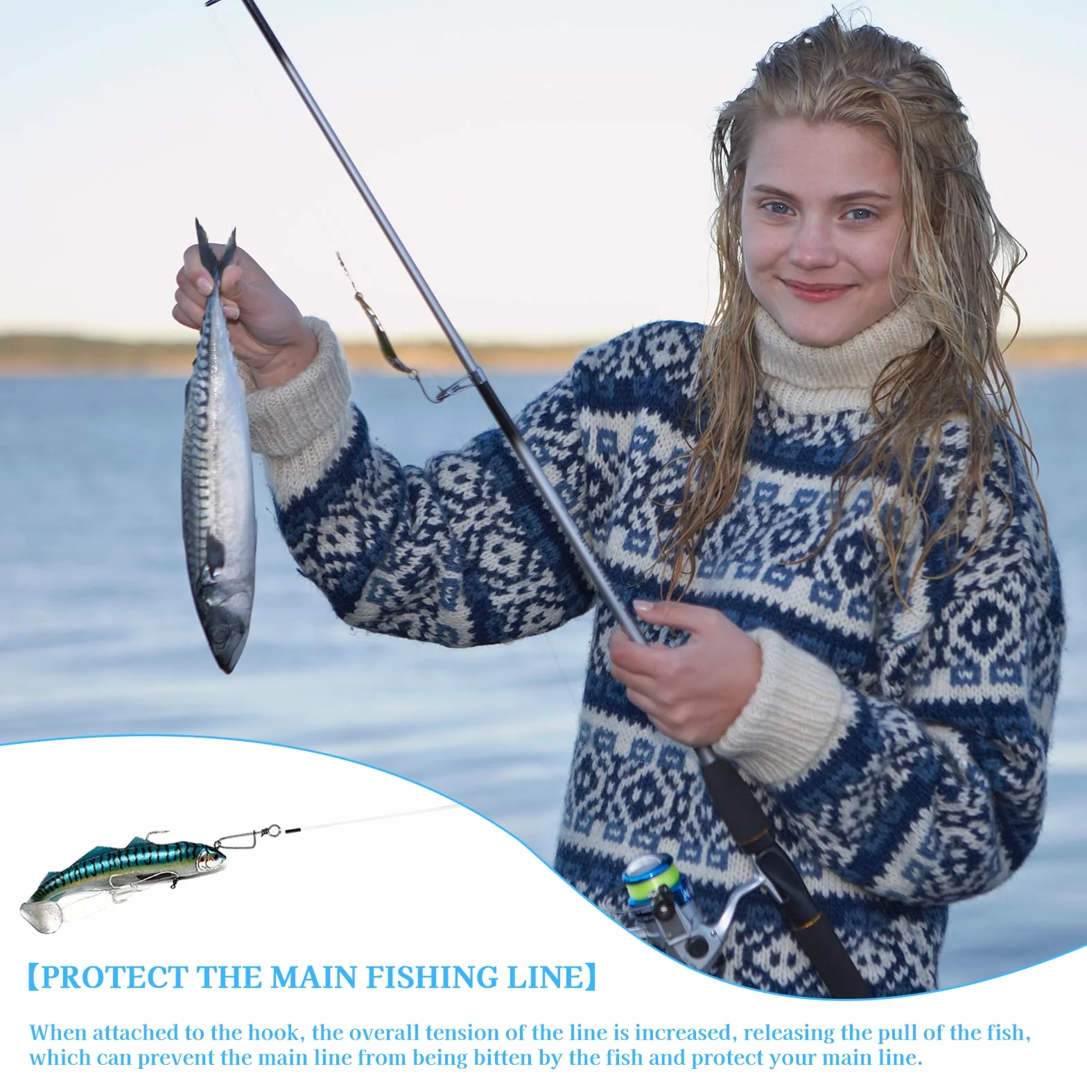 Línea de Líder de Acero de 12 Piezas, Fluorocarbono con Eslabón Giratorio, Accesorios de Pesca para Spinning