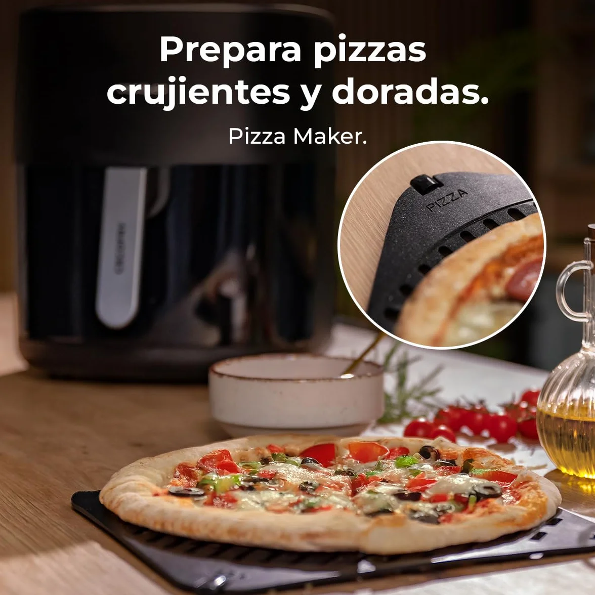 Cecotec Freidora de Aire sin Aceite 6,5L con Doble Resistencia Cecofry&Grill Duoheat 6500 Plus. 2200W, Air Fryer, Grill y Plancha, Pizzas, Ventana Visualización, 12 Menús, Temperatura 40-200°C