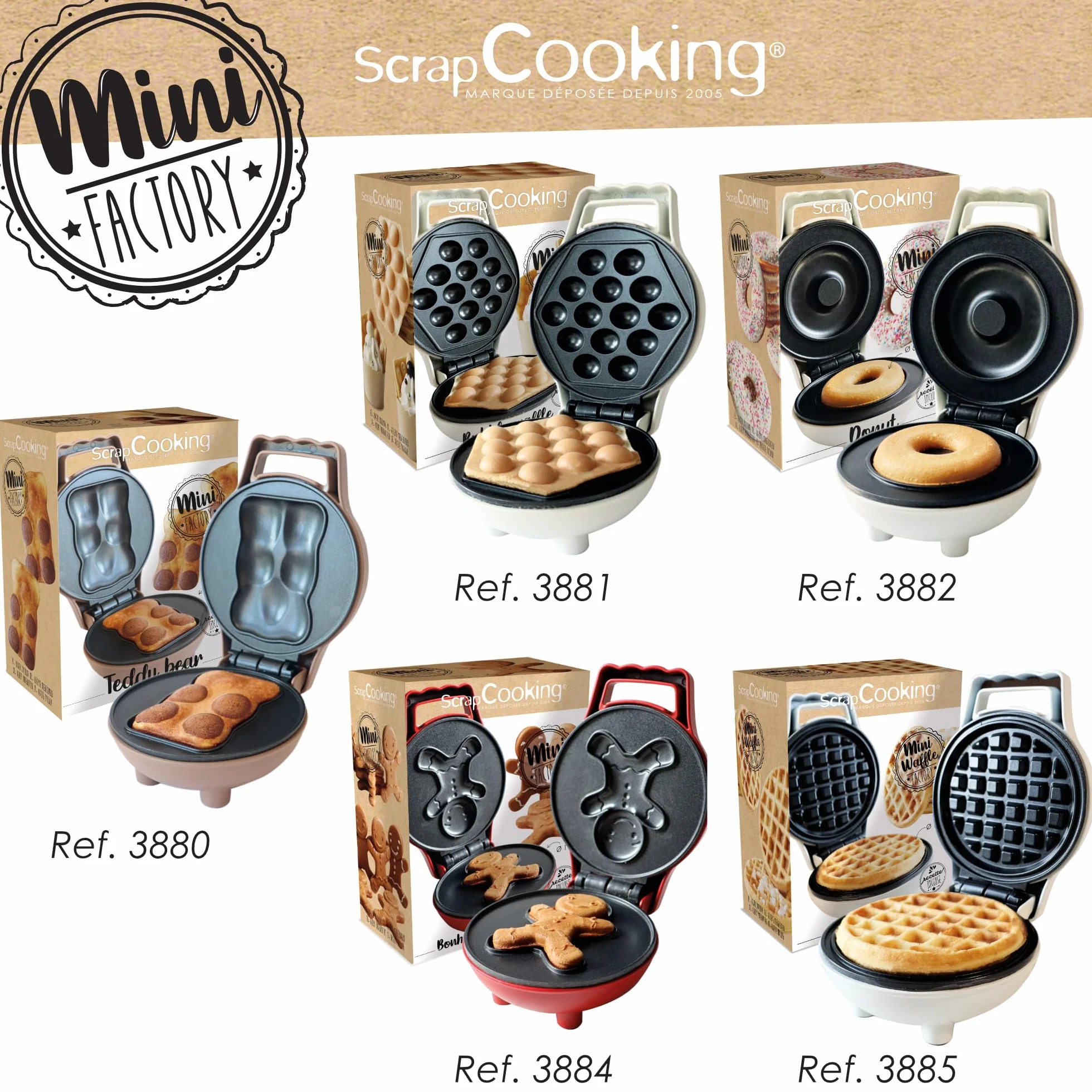 ScrapCooking - Mini Osito Factory - Máquina para Bizcochitos de Osito - Placa Caliente Antiadherente - Mini Pastelitos - Idea de Regalo para Repostería y Cocina - Receta Incluida - 3880