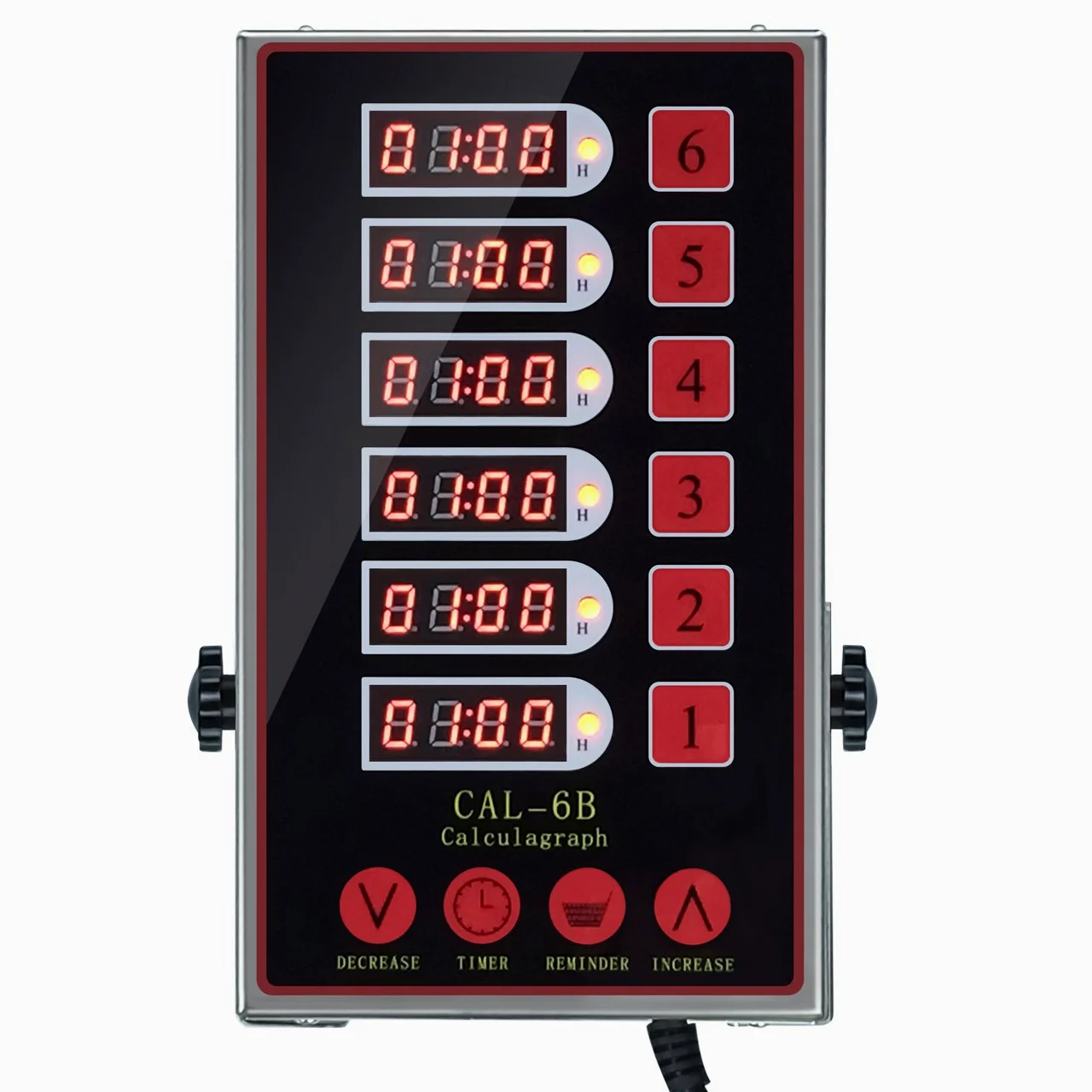 Temporizadores de Cocina de 6 Canales, Reloj de Cocina para Restaurantes Comerciales, Cronometro Digital Profesional, Pantallas LED, Fuertes Sirenas, Volumen Regulable, Función recordatorio
