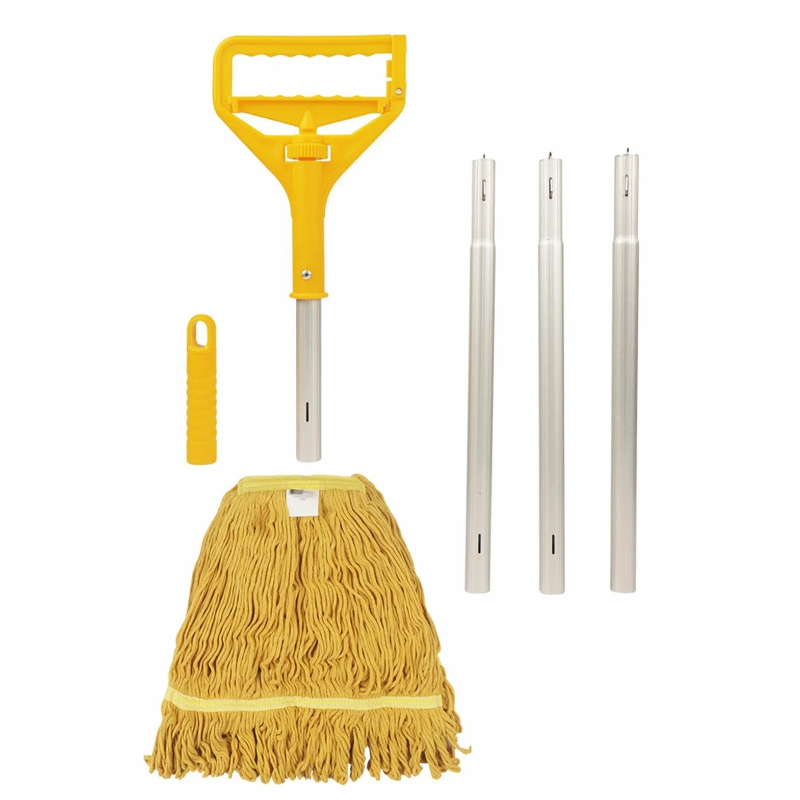 Mopa con Cordones Limpiador Mango Aleación Aluminio Desmontable Cuatro | Fregona para Limpieza Suelos para polvo madera parquet hogar baño cocina salón dormitorio y