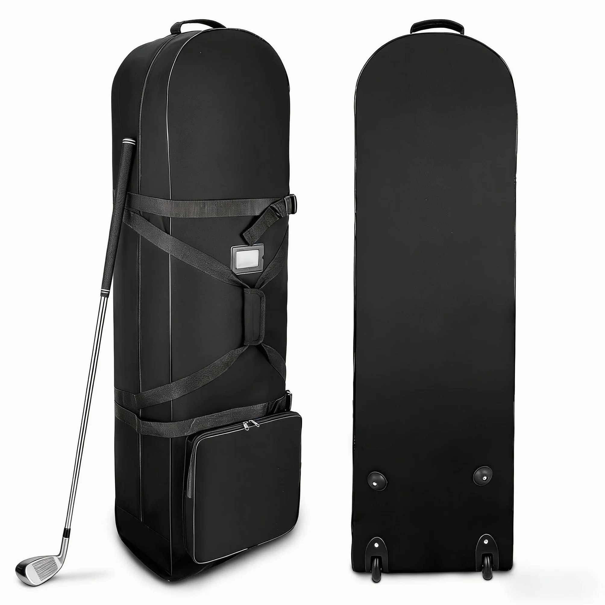 Golf Bolsa de Viaje con Ruedas, Bolsa de Viaje para Golf con Ruedas, Maleta Plegable Palos Oxford 900D, Resistente al Agua, Portátil para Hombres y Mujeres Exteriores, 128x38x23cm, Negro