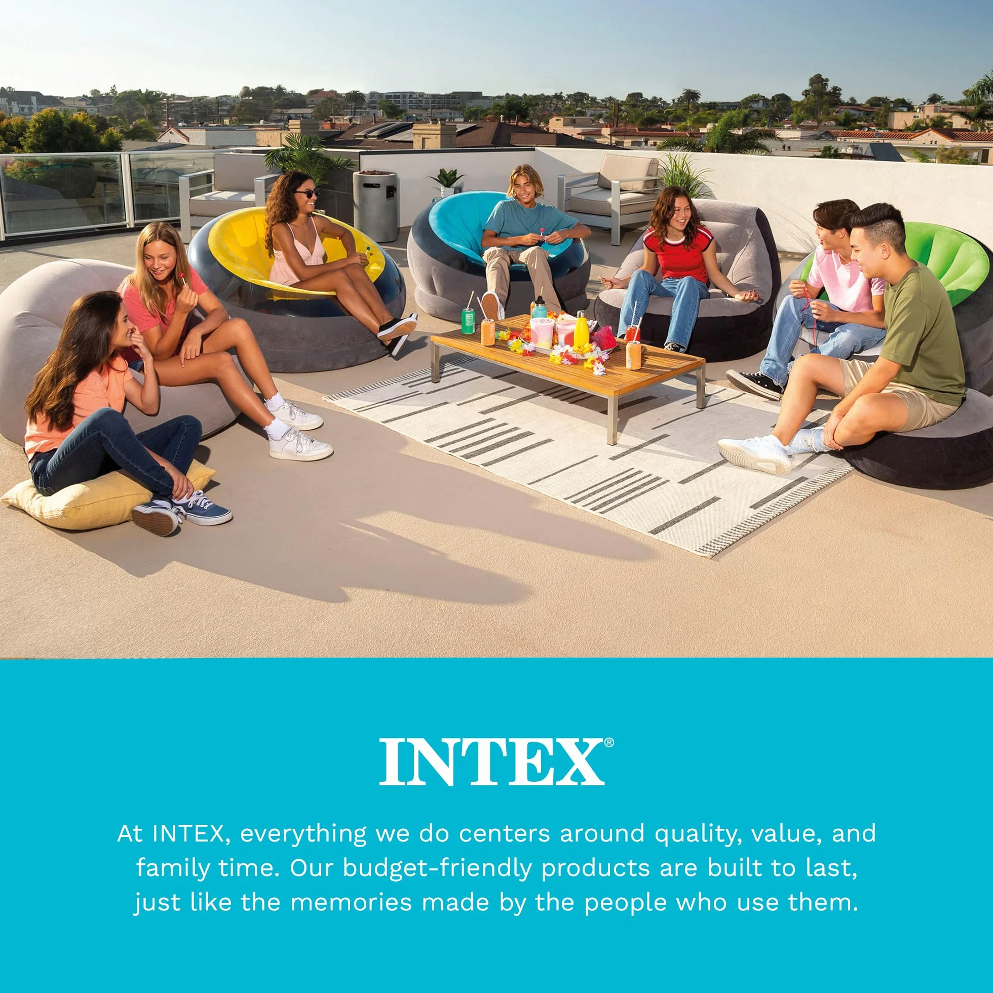 Intex Beanless Bag Inflatable Chair, 42" X 41" X 27", Beige