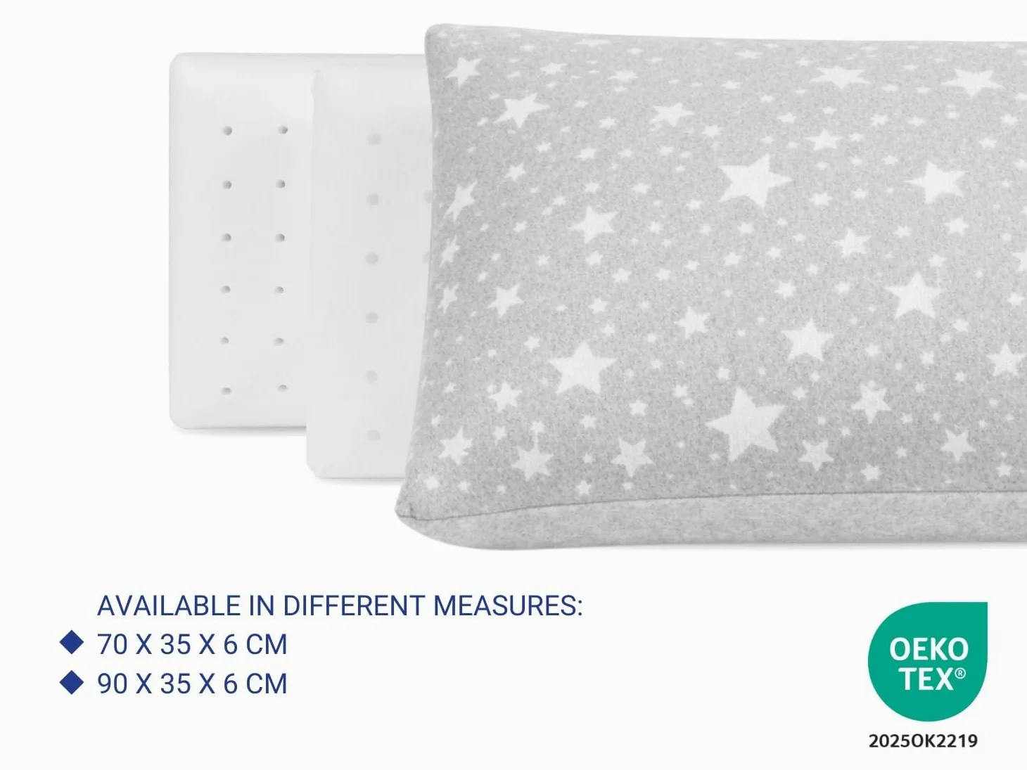 DORMISSIMO 2 X Almohada 90x35-6 CM Viscoelástica | Desenfundable y lavable, Ergonómica, Su primera almohada