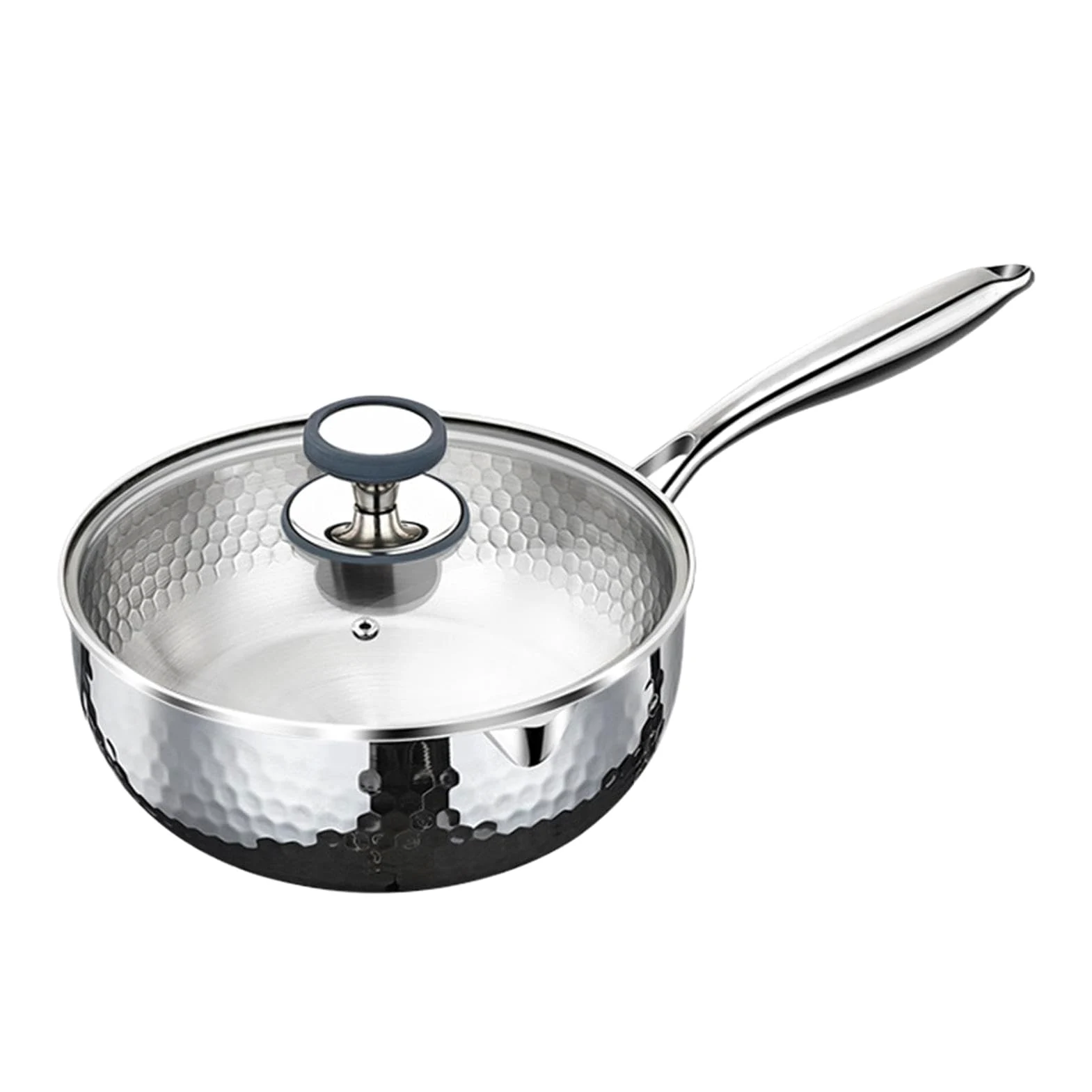 Cazo Con Tapa Antiaderente Con Tapa, Asa Y Vertedor | Cazo Pequeño Para Vapor Y Salsas Cocinar, Freír, Cocción Lenta, Hervir, Sopas, Comidas Saludables, Compatible Con Inducción