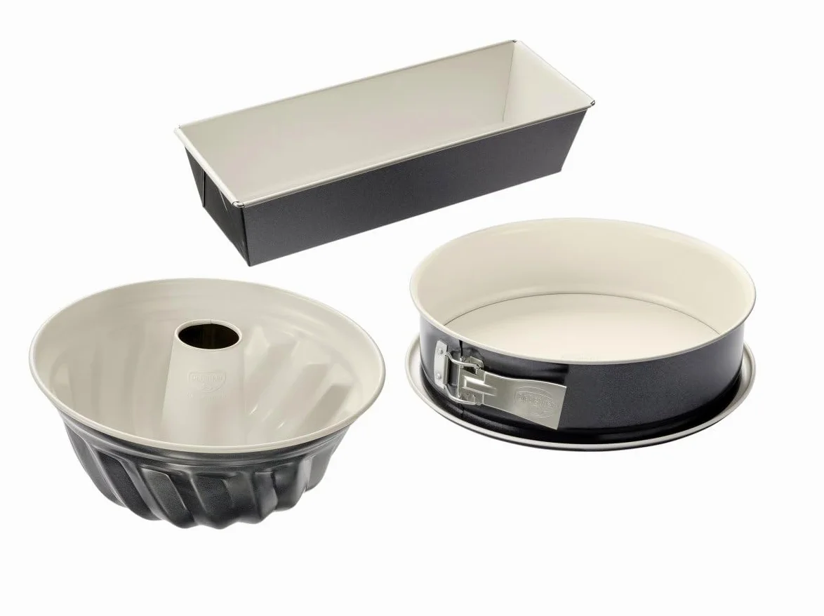Dr. Oetker Back-Trend 4869 - Juego de 3 moldes para horno (aleación de acero, 3 unidades) | Molde desmontable con revestimiento antiadherente reforzado con cerámica, resistente al calor hasta 230 °C, a prueba de fugas