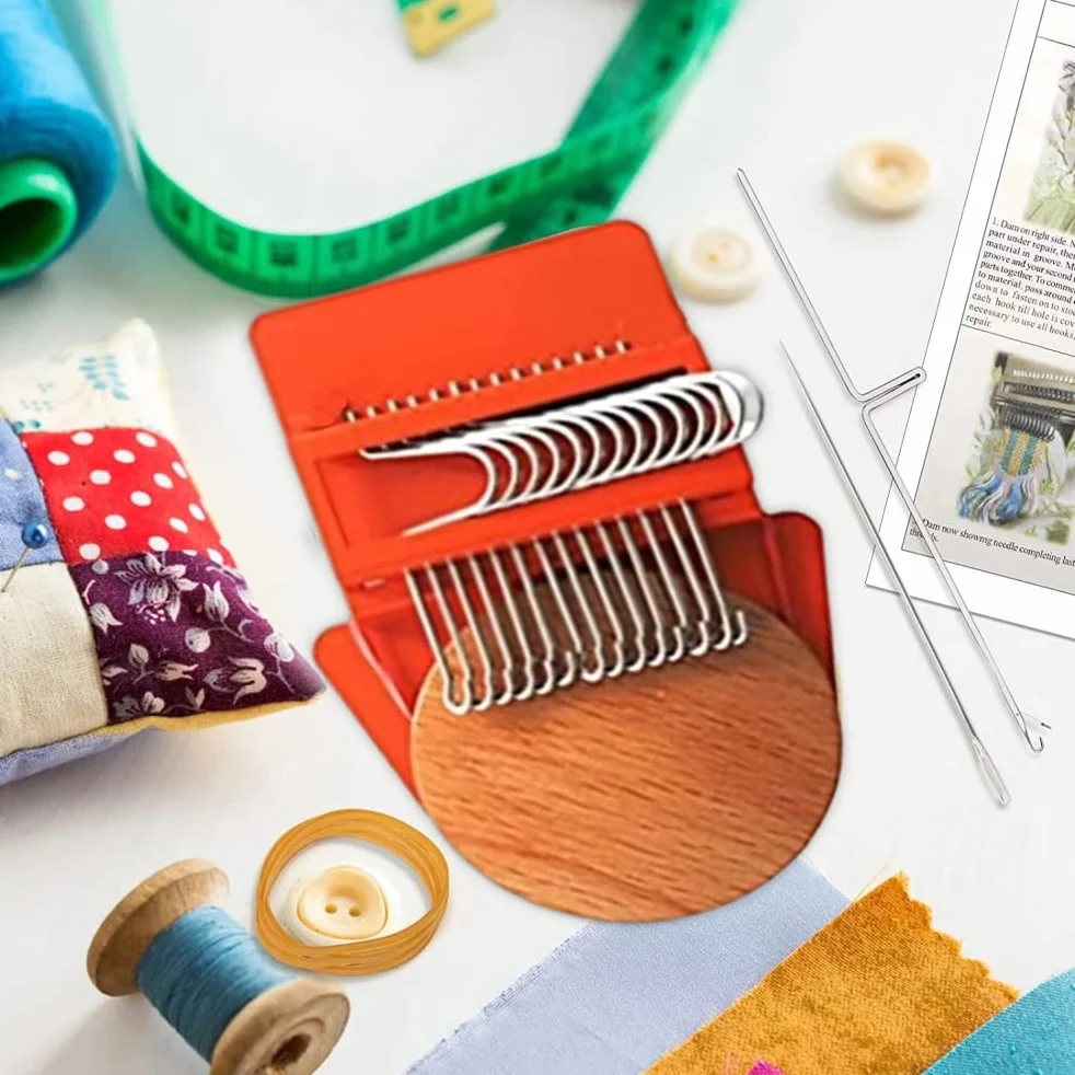 Mini Herramienta de Tejido Tipo Speedweve de Telar de Zurcir, Kit de Telar Pequeño para Principiantes, Reparación Rápida de Jeans, Reparación de Agujeros, Artes de Tejido DIY