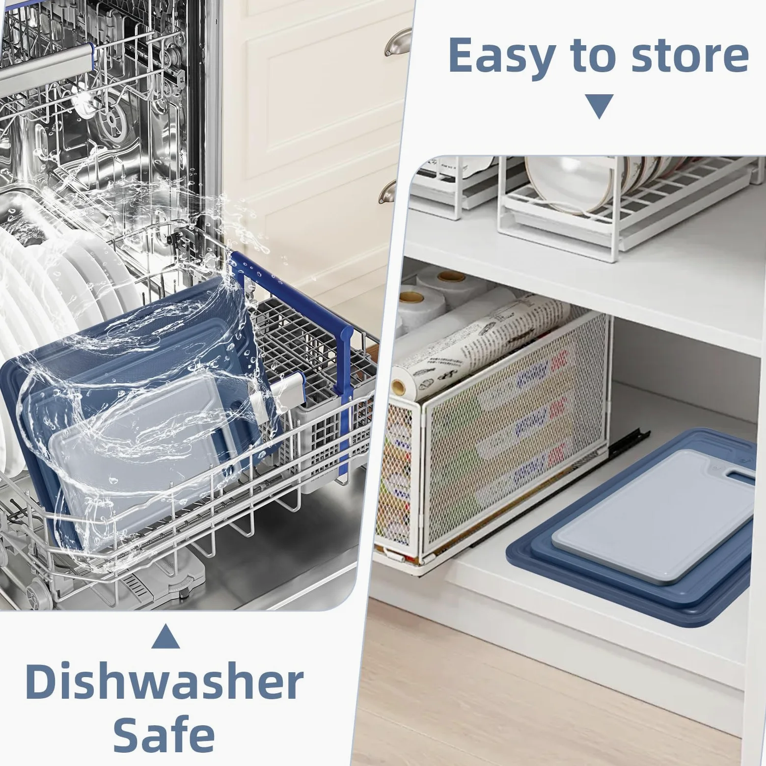 Juego de 4 tablas de cortar de plástico para cocina, aptas para lavavajillas, seguridad alimentaria, diseño antideslizante, ideal para preparación de carne y verduras
