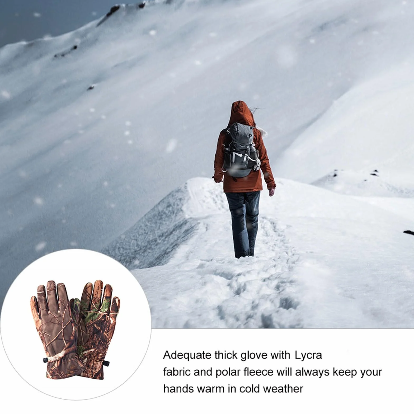 BESPORTBLE Guantes de Caza Impermeables Camuflaje Dedo Completo Invierno