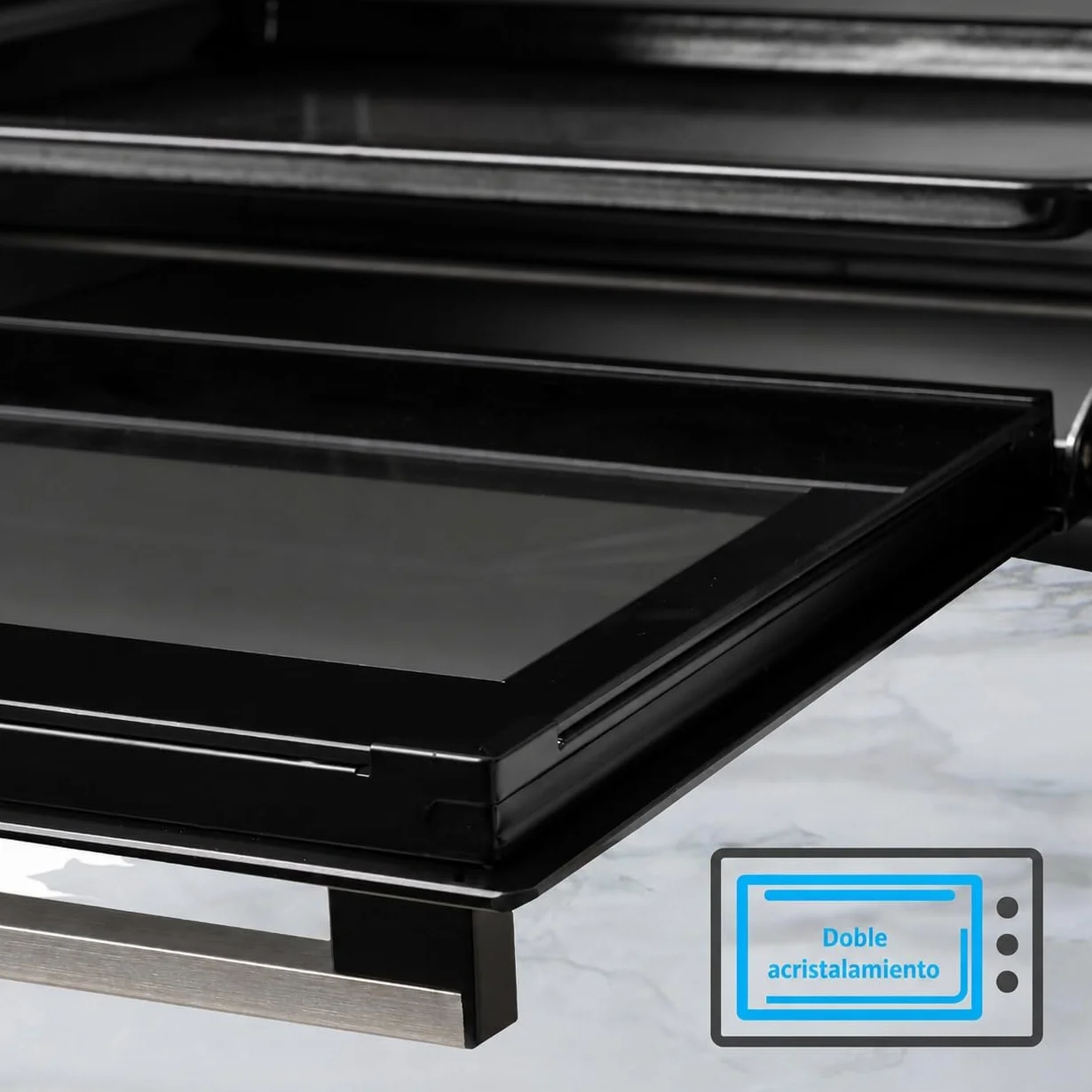 OptimumX Horno Eléctrico de Sobremesa 60L XXL con Convección, Asador Giratorio & Luz Interior, 2200W, 40–230 °C