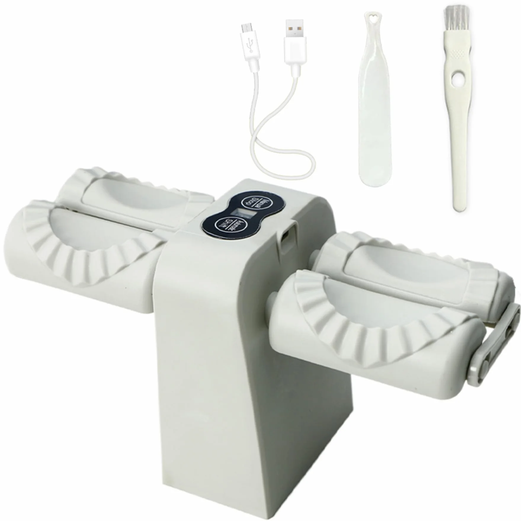 Jorzer Máquina automática para Hacer Bolas de Masa hervida de Doble Cabezal con 2 Modos de Grado alimenticio eléctrica para Hacer raviolis empanadillas wontons y más en casa